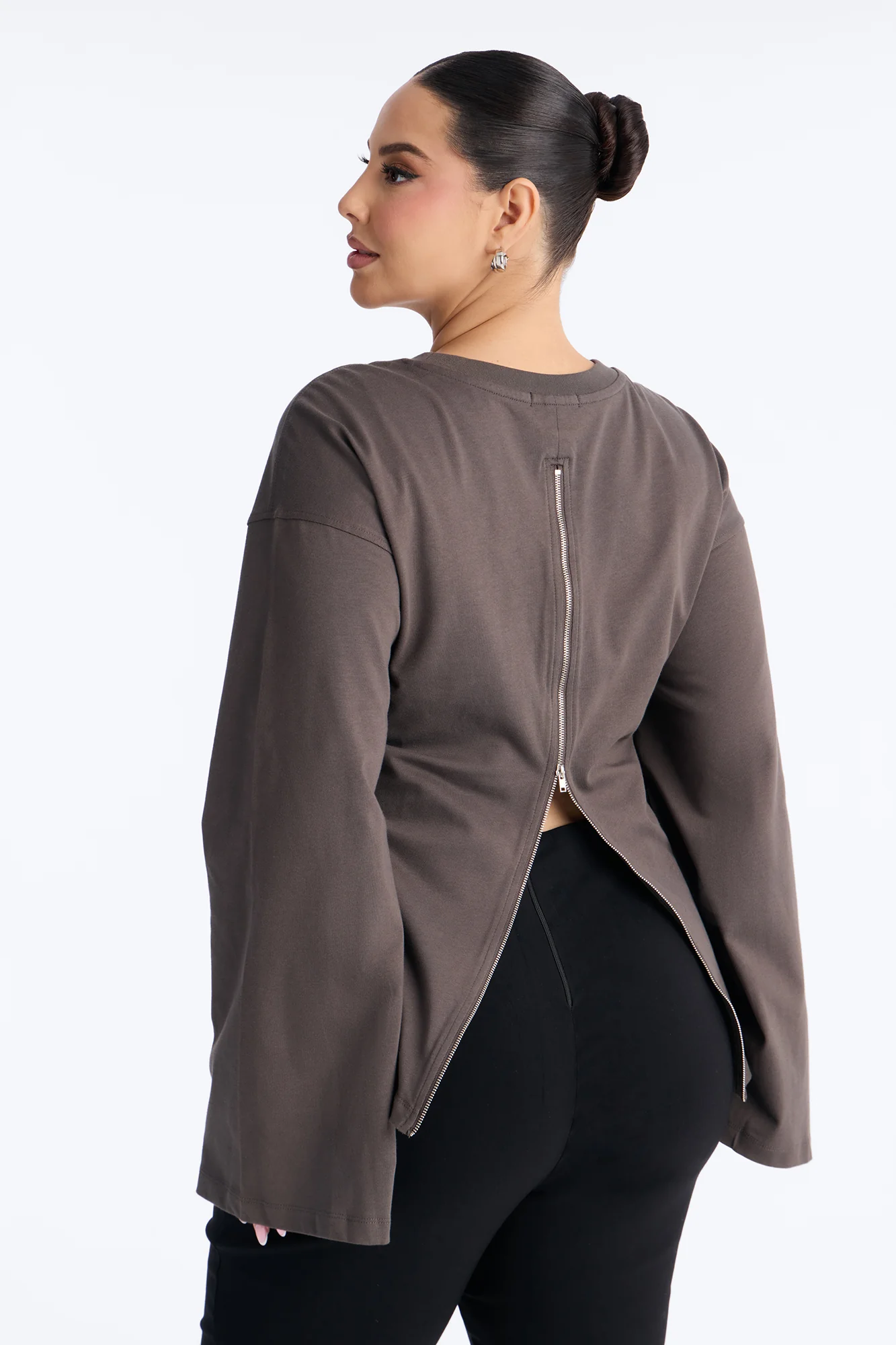 Jayden Fitted Shirt Long Sleeve T-Shirt - Charcoal - Image 7