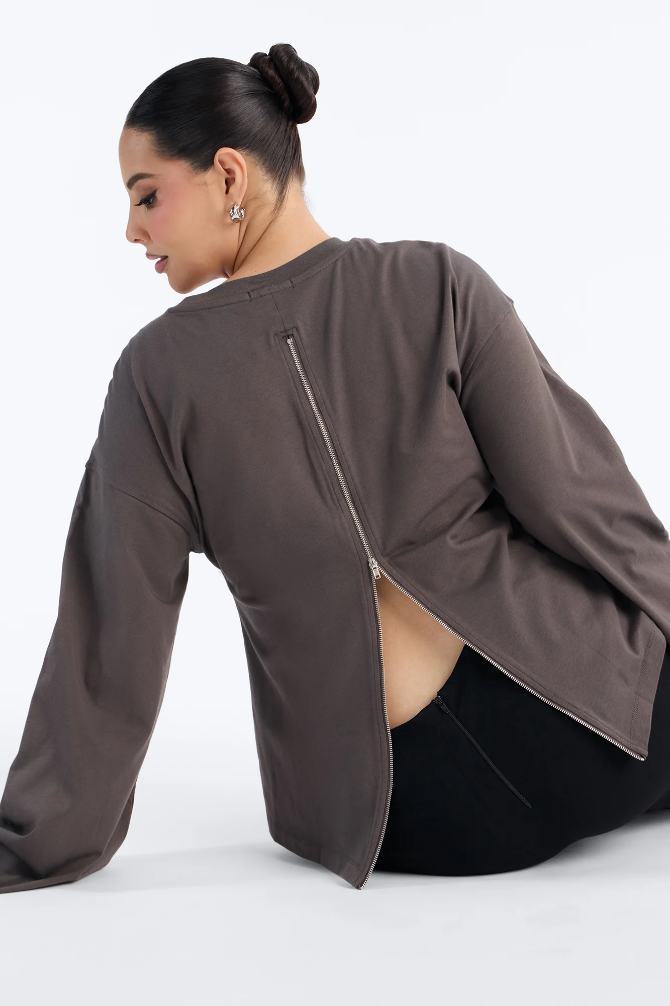 Jayden Fitted Shirt Long Sleeve T-Shirt - Charcoal - Image 8