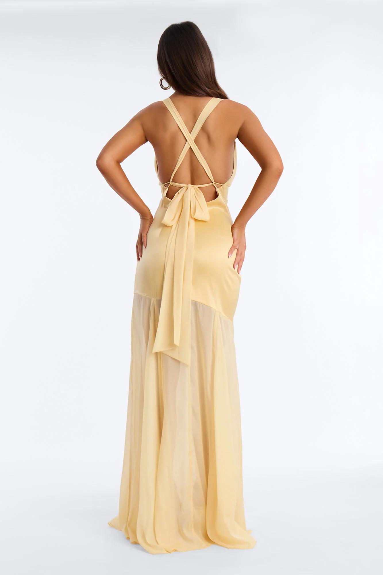Jayla Satin Organza Gown - Yellow - Image 3