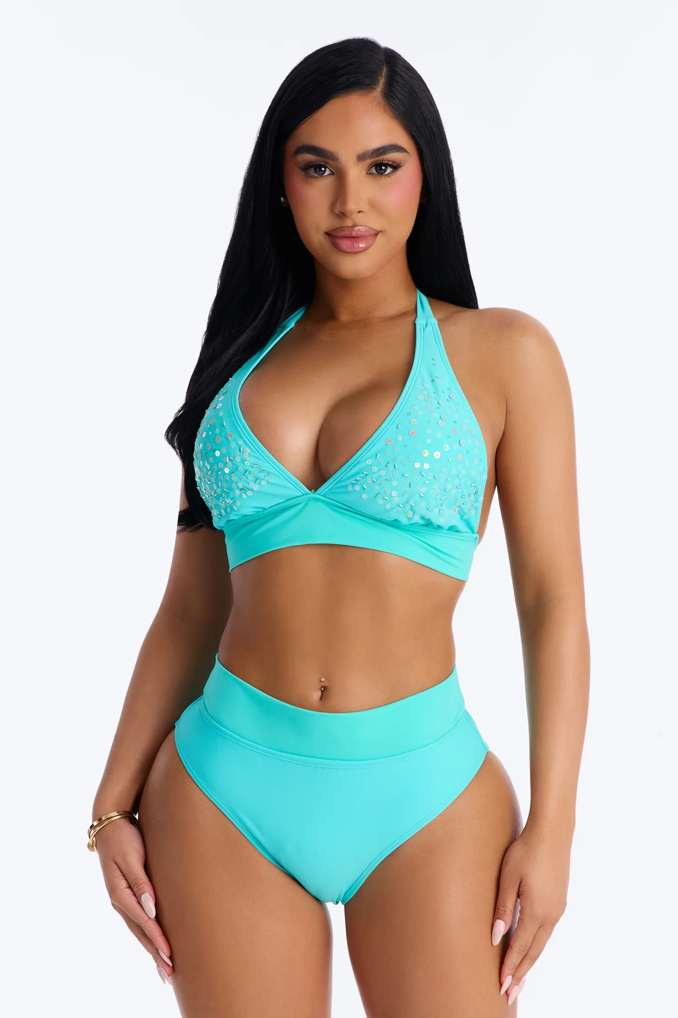 Jayla Sequin 2 Piece Bikini - Turquoise