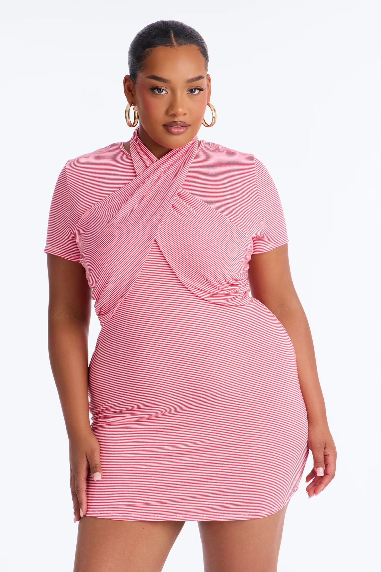 Jayla Striped T Shirt Mini Dress - Red/combo - Image 6