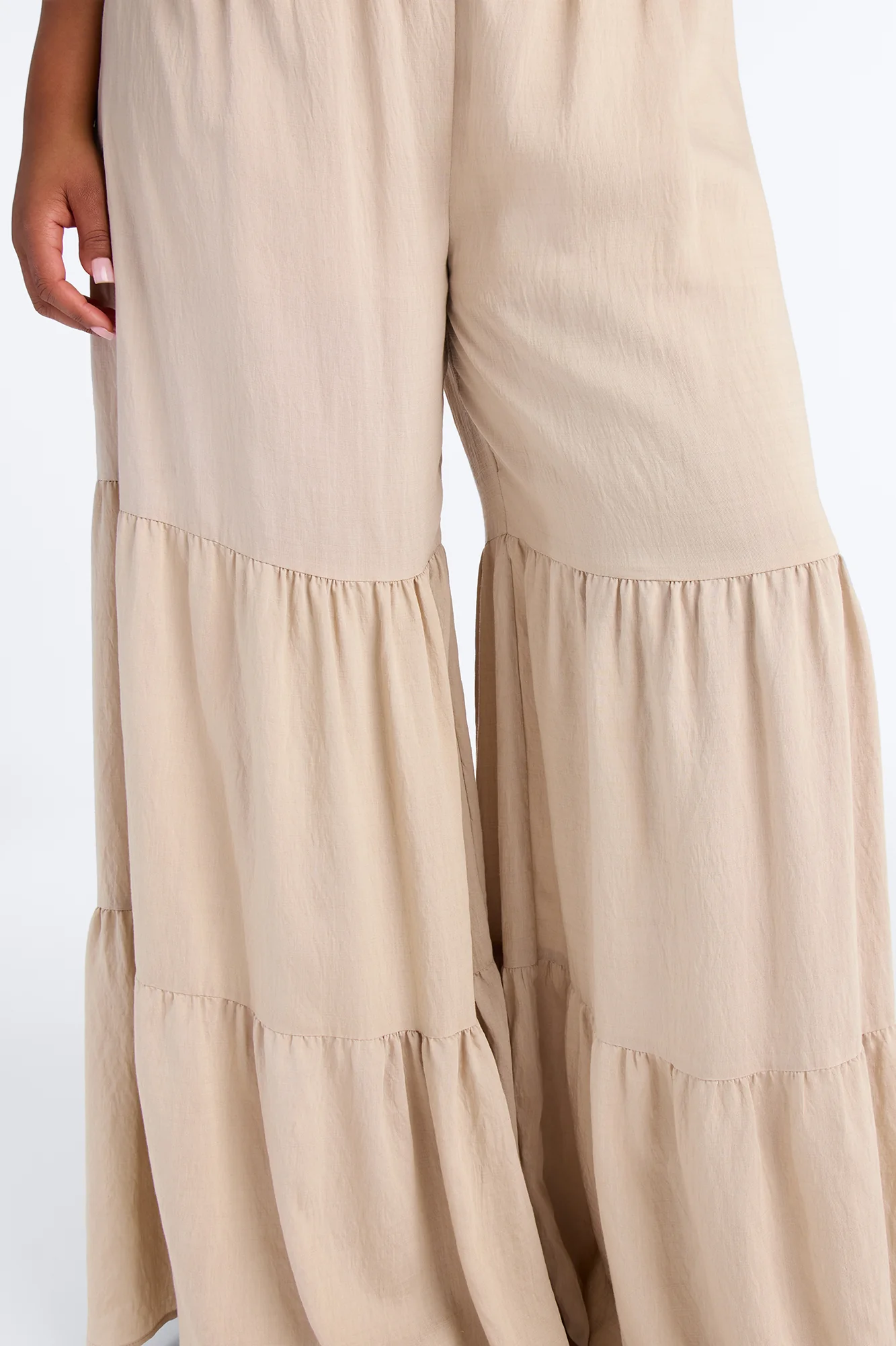 Jaysa Linen Halter Tiered Pant Set - Taupe - Image 7
