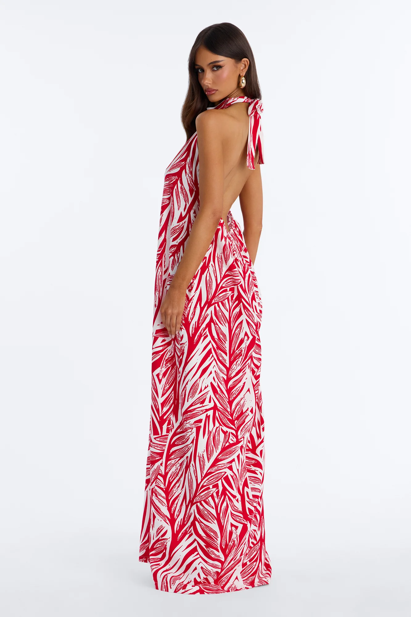 Jazlyn Printed Linen Maxi Dress - Red/combo - Image 4