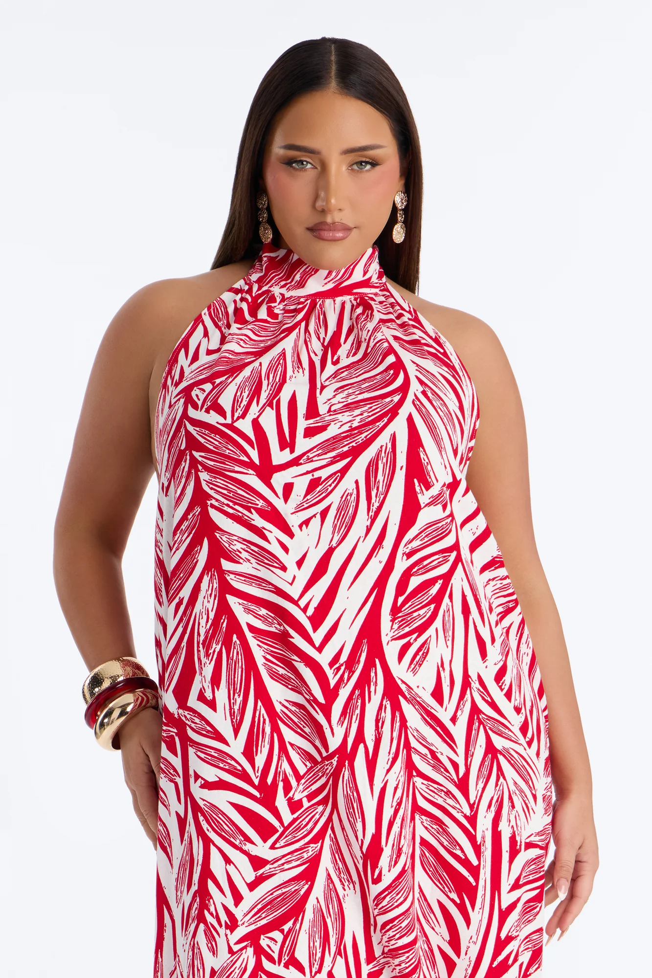 Jazlyn Printed Linen Maxi Dress - Red/combo - Image 6