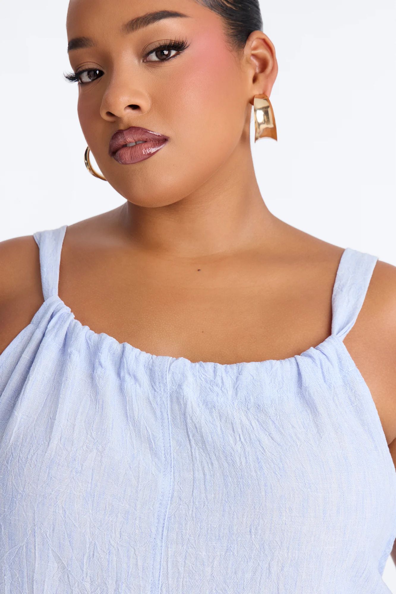 Jeanie Flowy Linen Romper - Blue - Image 7