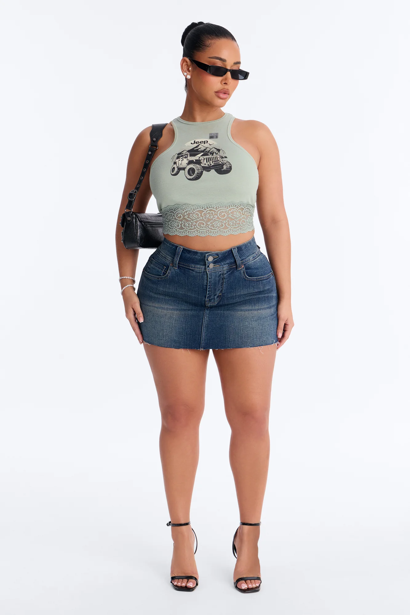Jeep Lace Trim Muscle Tank - Sage - Image 2