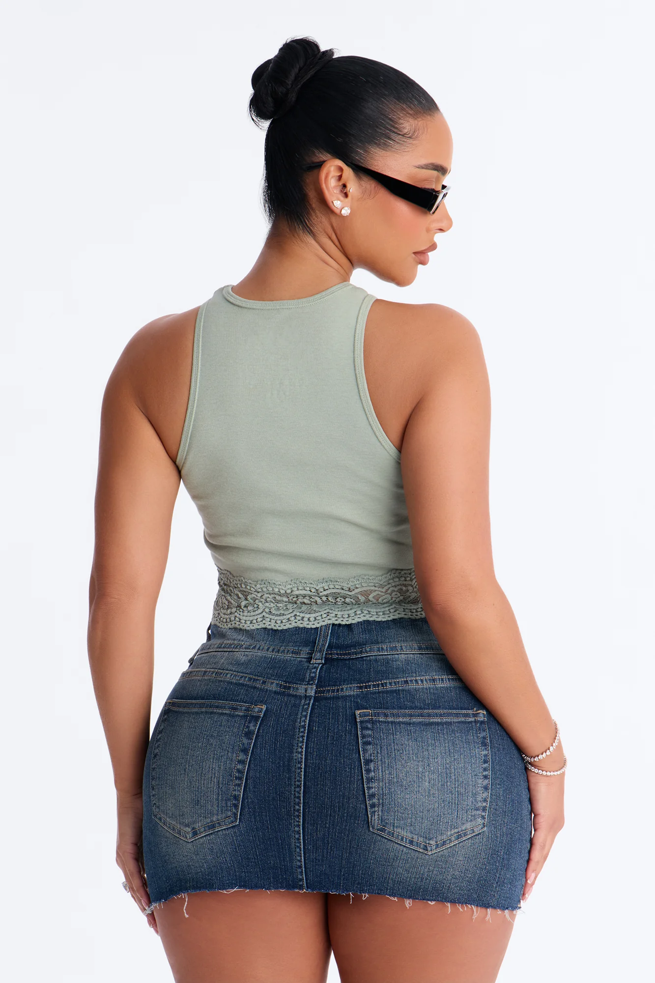 Jeep Lace Trim Muscle Tank - Sage - Image 4