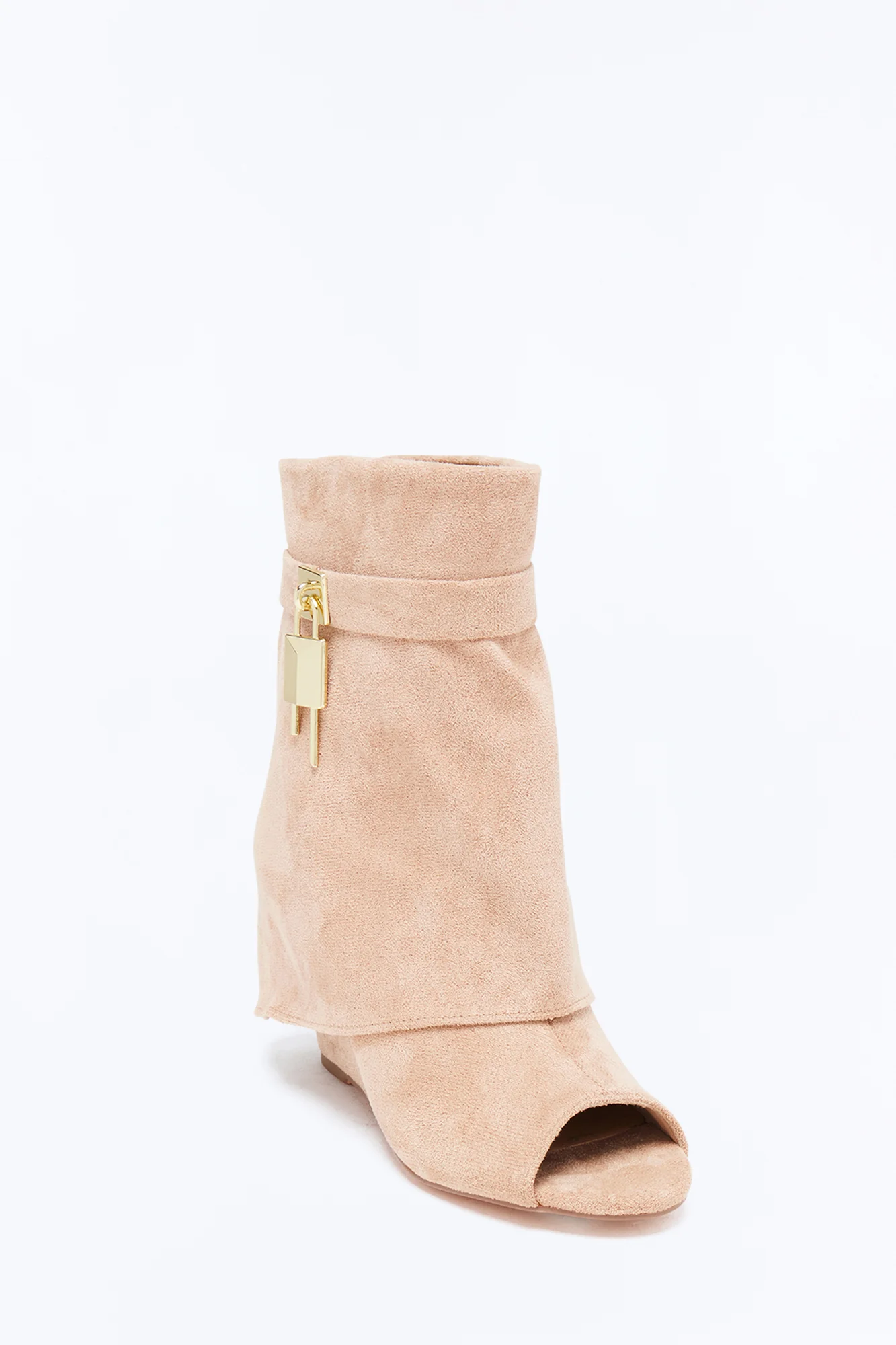 Jeffrey Peep Toe Overlay Booties - Taupe - Image 2