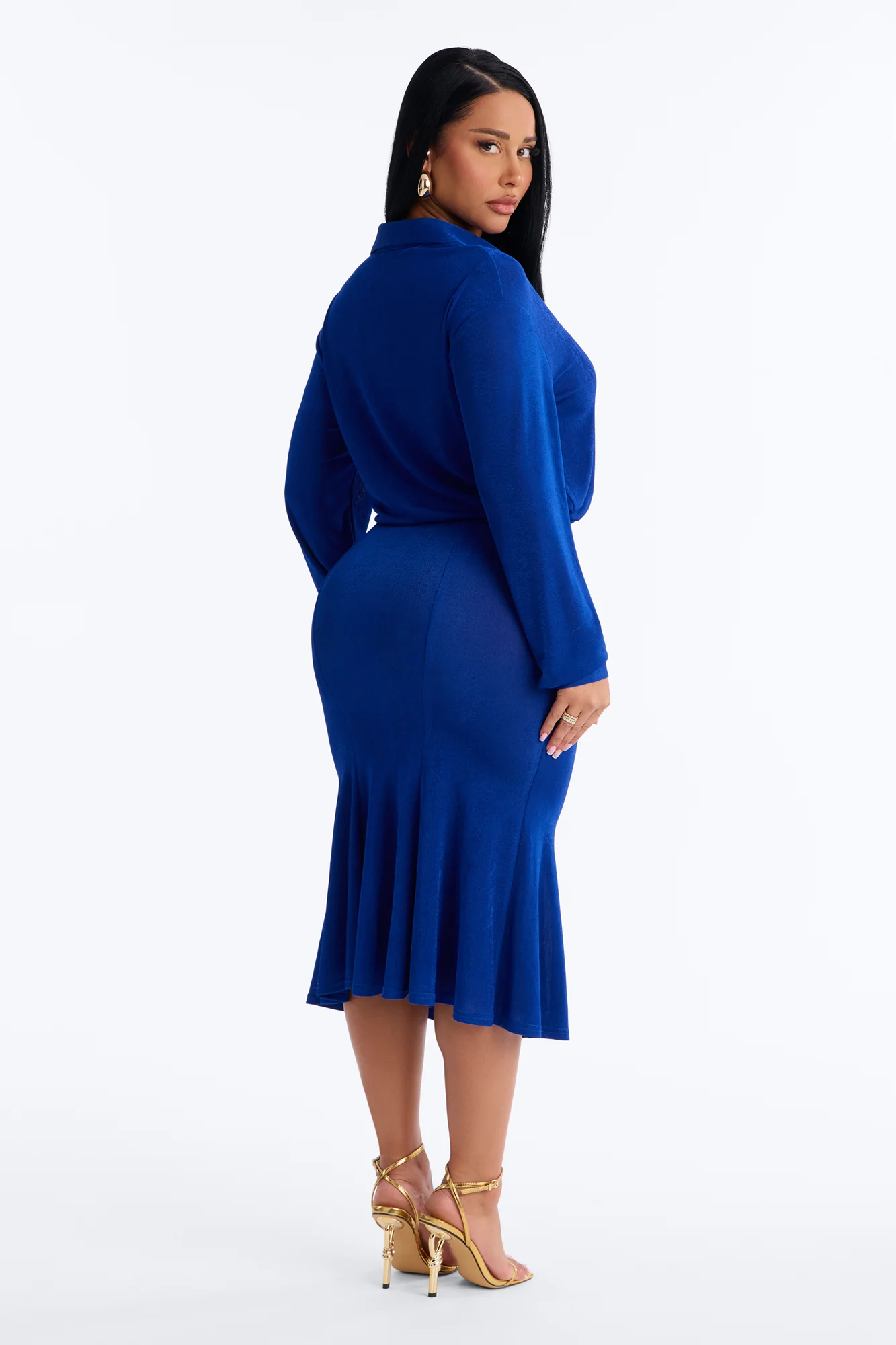 Jemma Slinky Midi Dress - Blue - Image 4