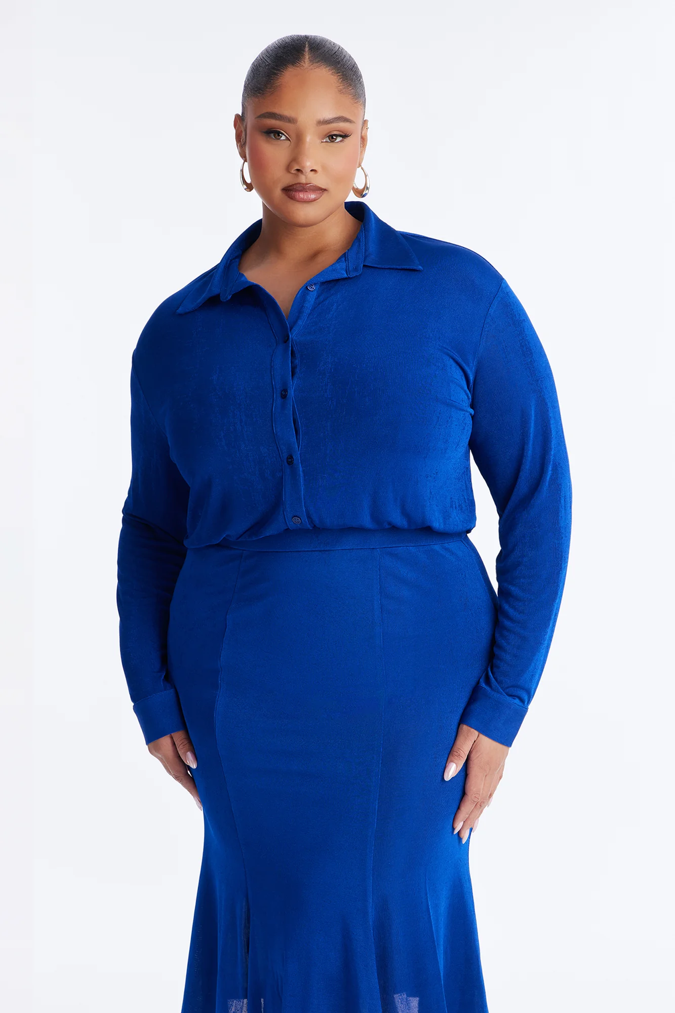 Jemma Slinky Midi Dress - Blue - Image 6