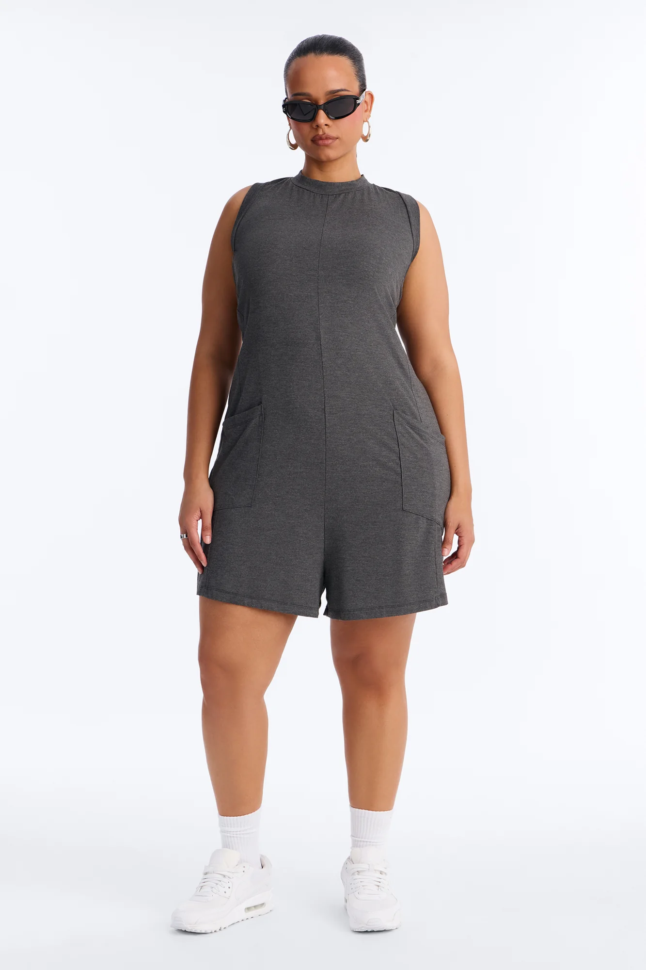 Jen High Neck Romper - Charcoal - Image 5