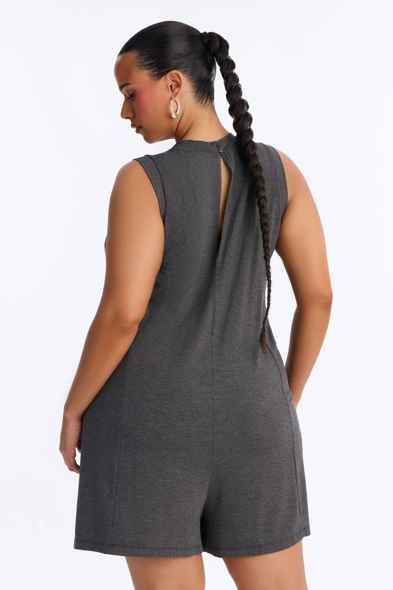 Jen High Neck Romper - Charcoal - Image 8