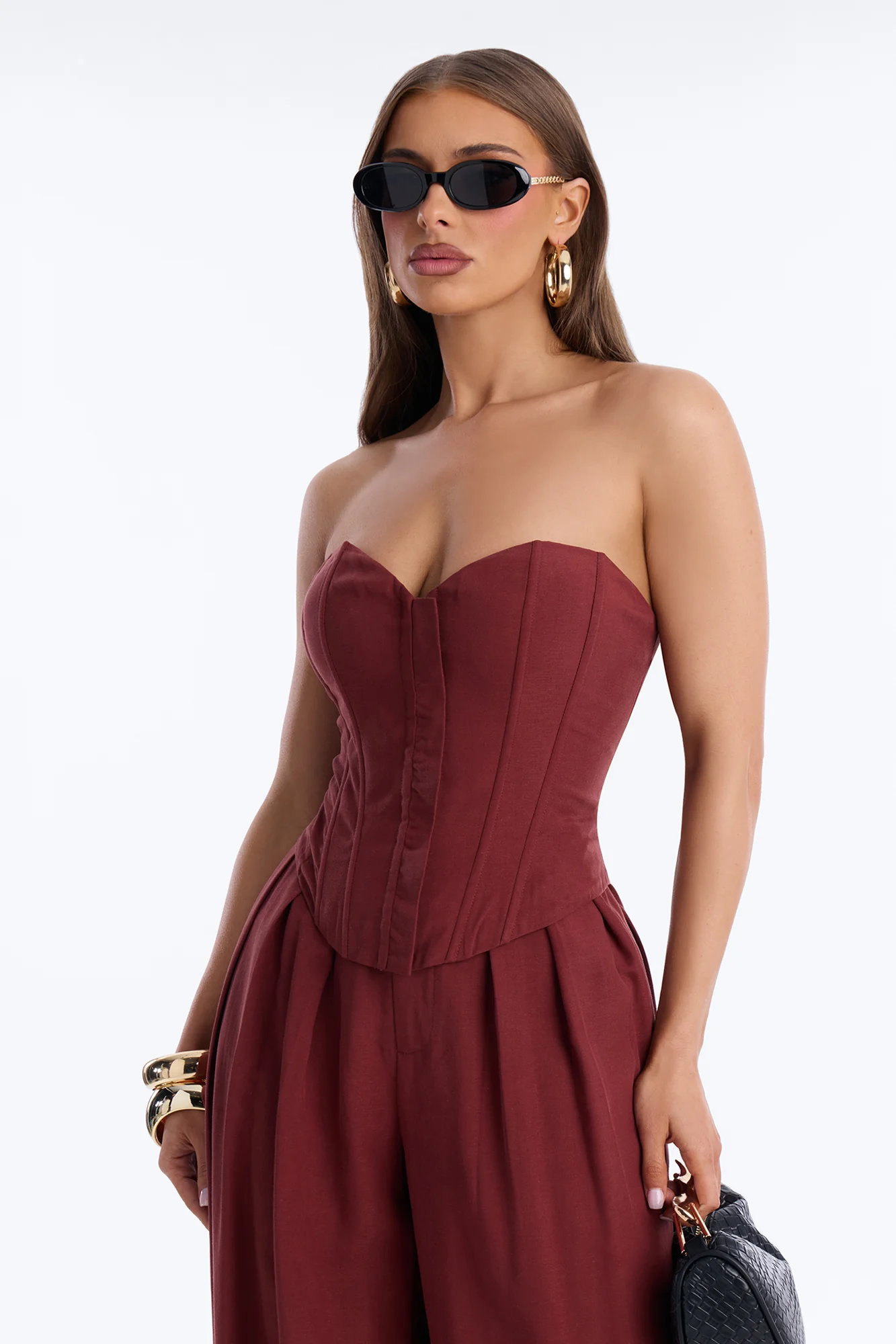 Jenine Corset Wide Leg Pant Set - Rust - Image 2