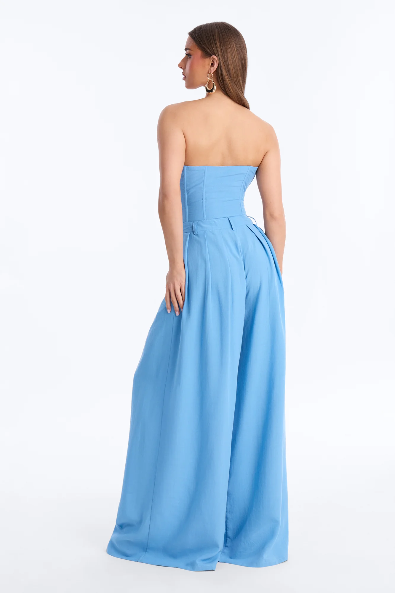 Jenine Corset Wide Leg Pant Set - Slate Blue - Image 4
