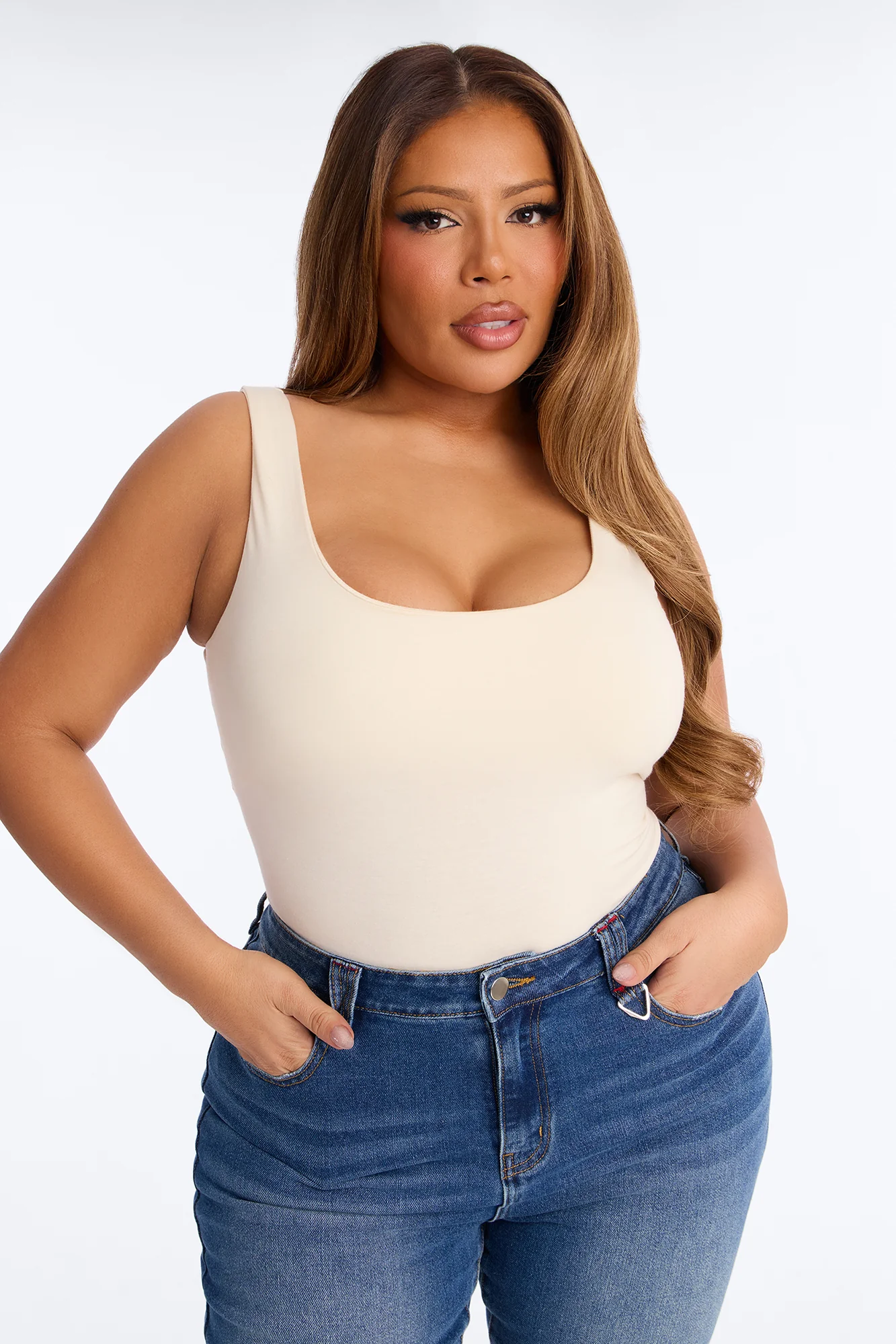 Jenna Double Lined Jersey Bodysuit - Bone - Image 7