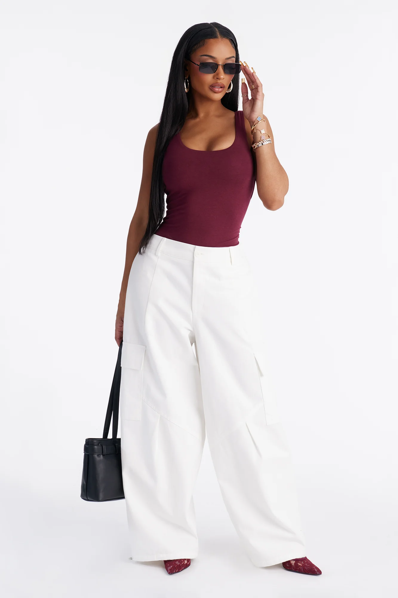 Jenna Double Lined Jersey Bodysuit - Wine - Image 2
