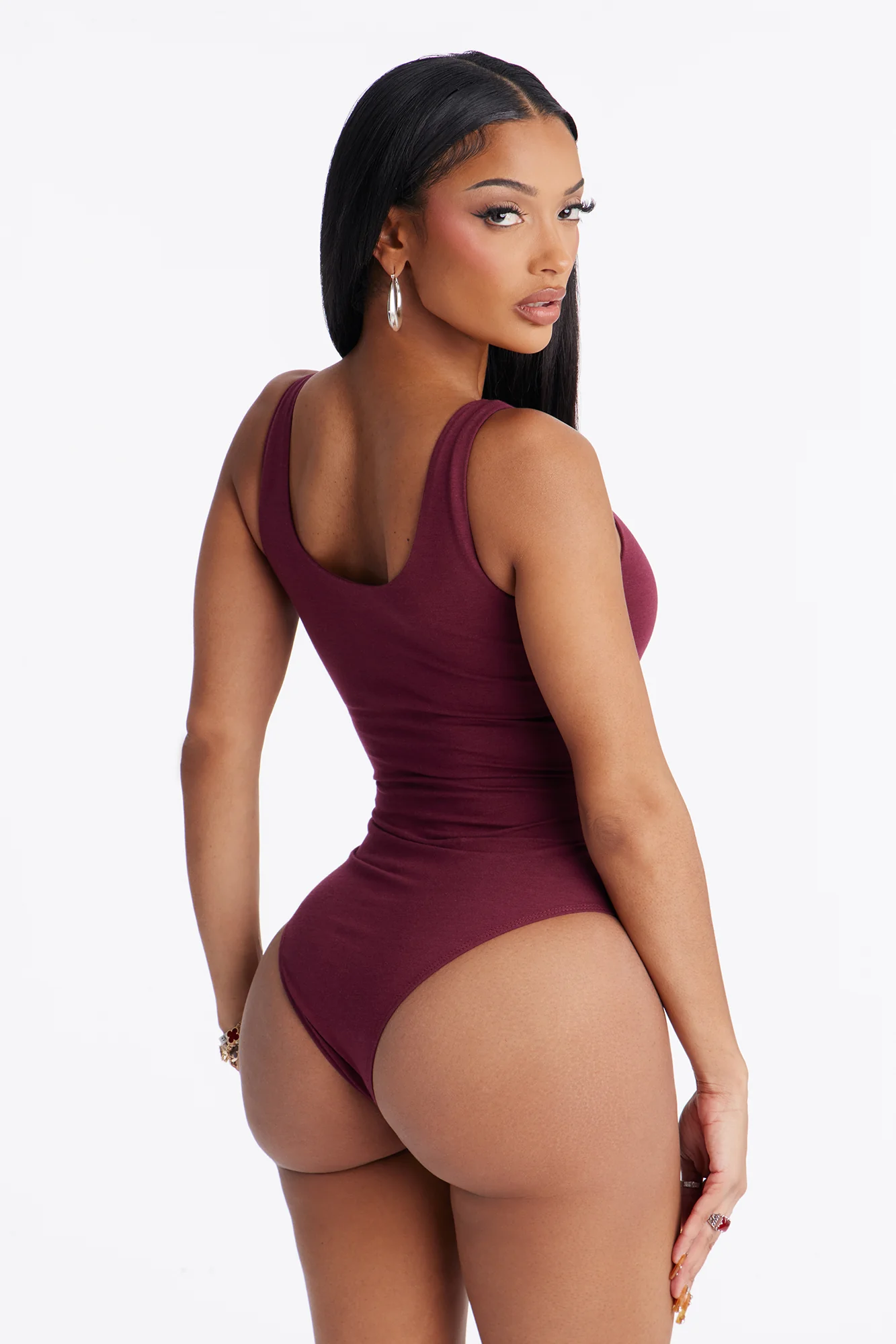 Jenna Double Lined Jersey Bodysuit - Wine - Image 4
