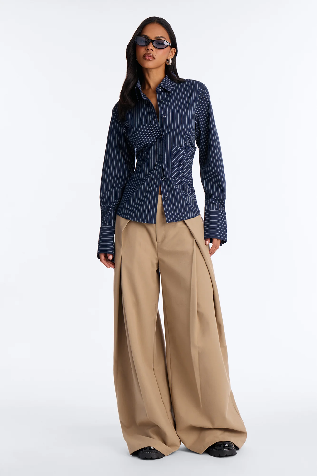 Jenna Pinstripe Poplin Shirt - Navy/combo - Image 2