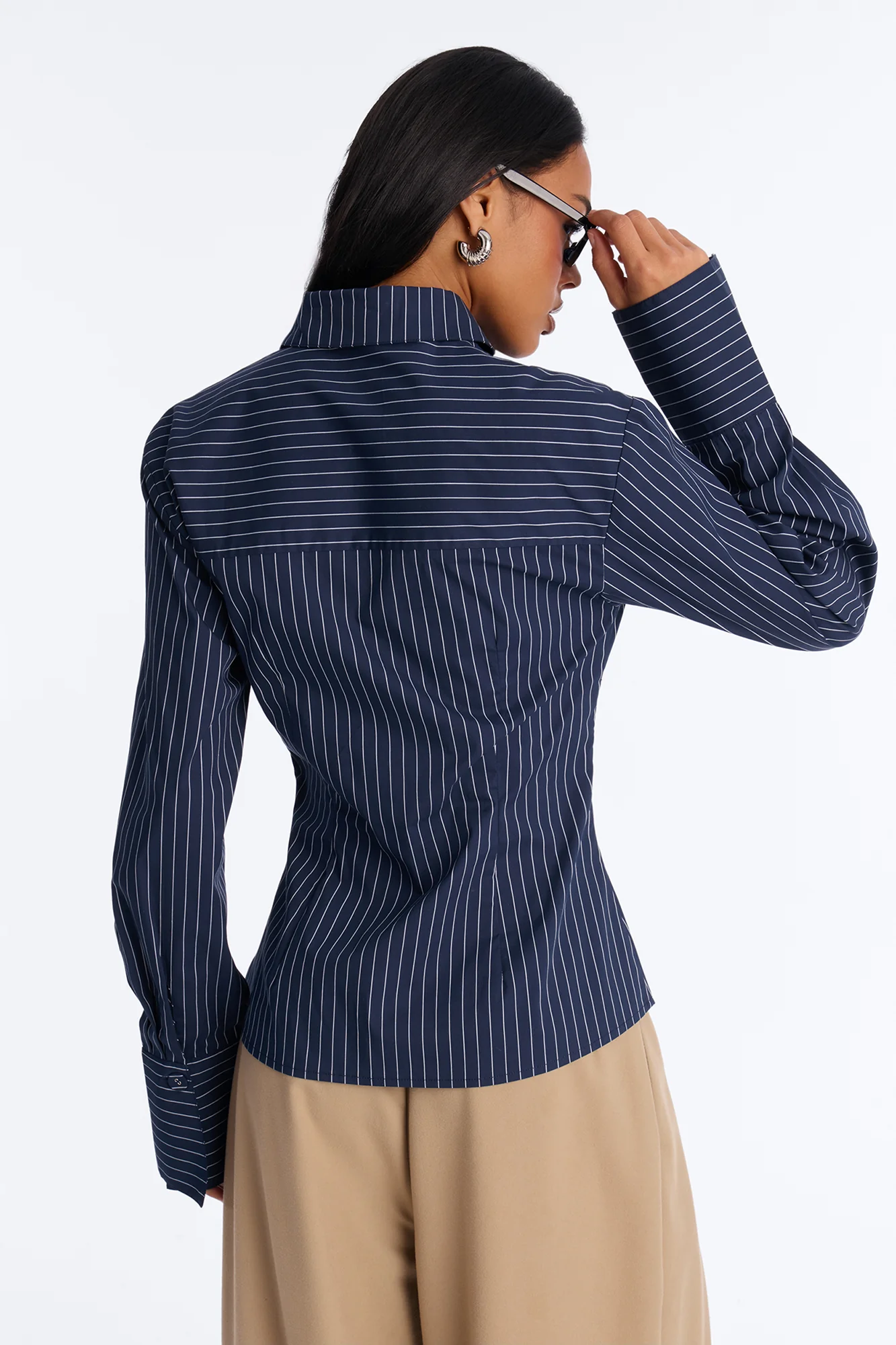 Jenna Pinstripe Poplin Shirt - Navy/combo - Image 4