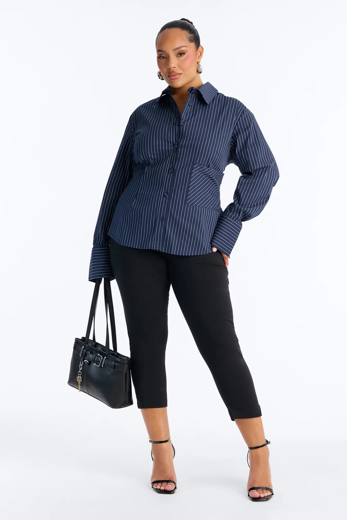 Jenna Pinstripe Poplin Shirt - Navy/combo - Image 6