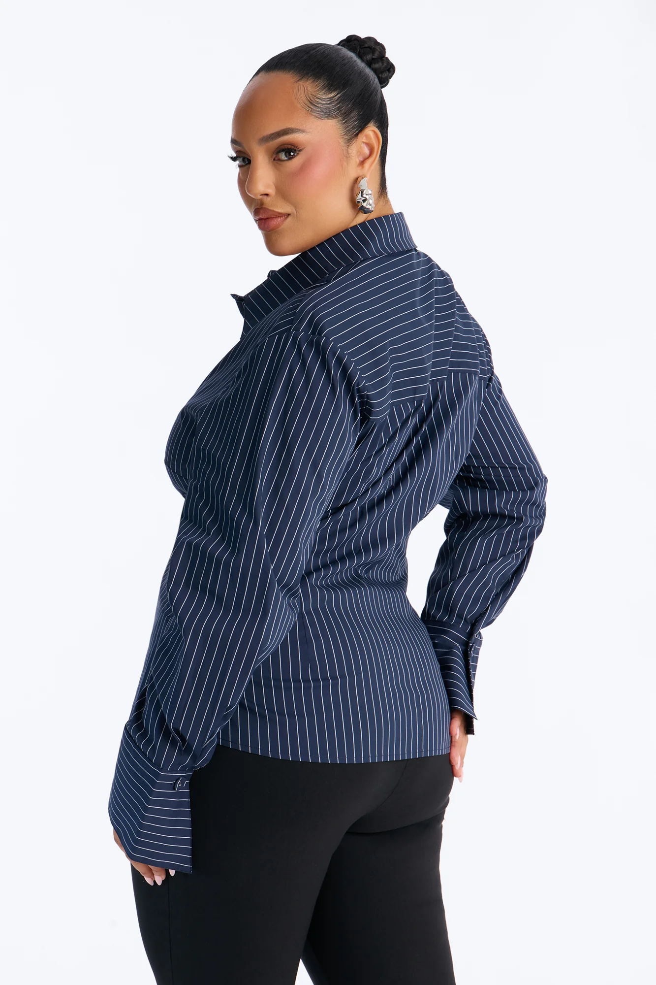 Jenna Pinstripe Poplin Shirt - Navy/combo - Image 8