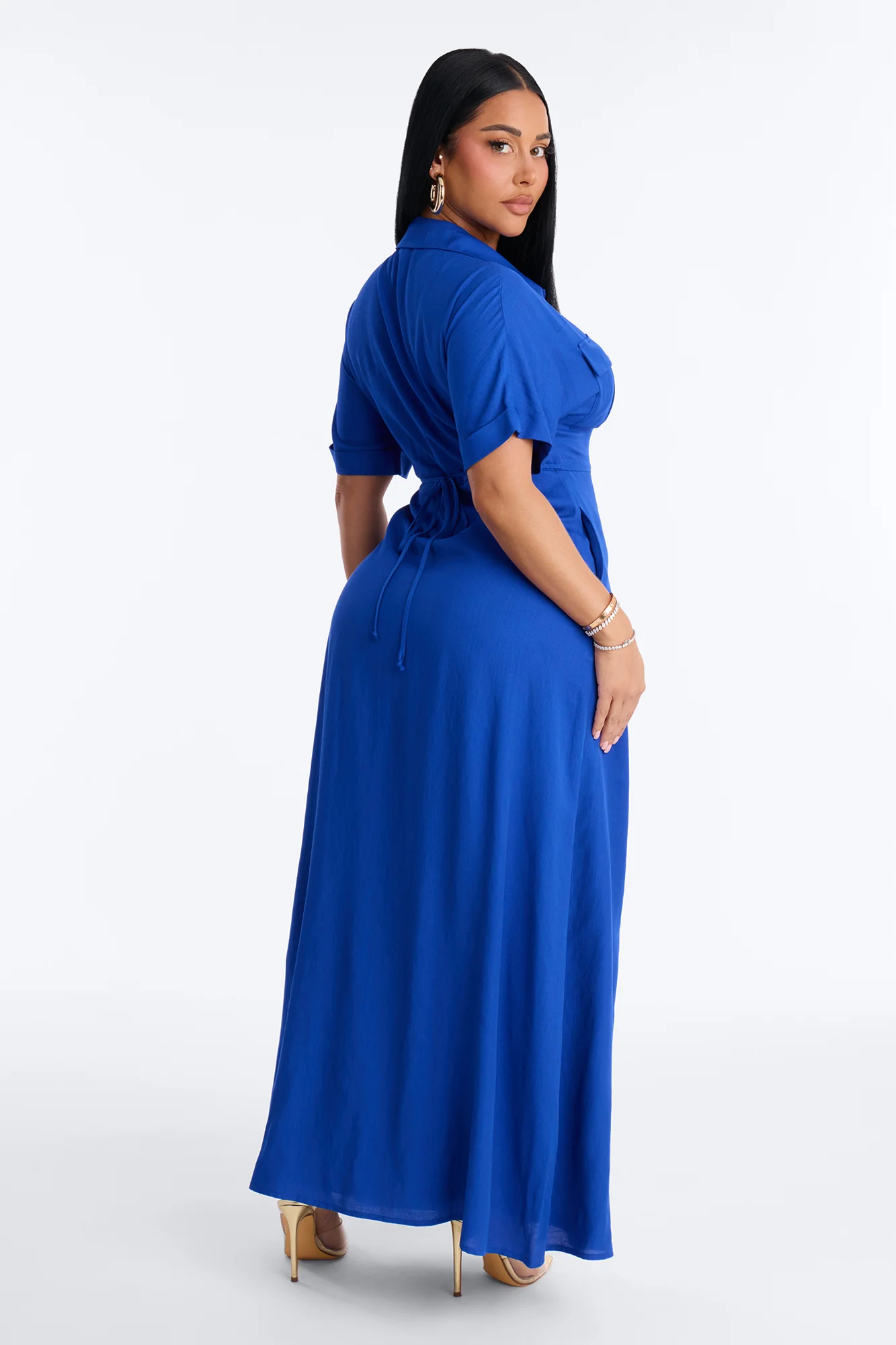 Jenna Poplin Shirt Maxi Dress - Navy - Image 3