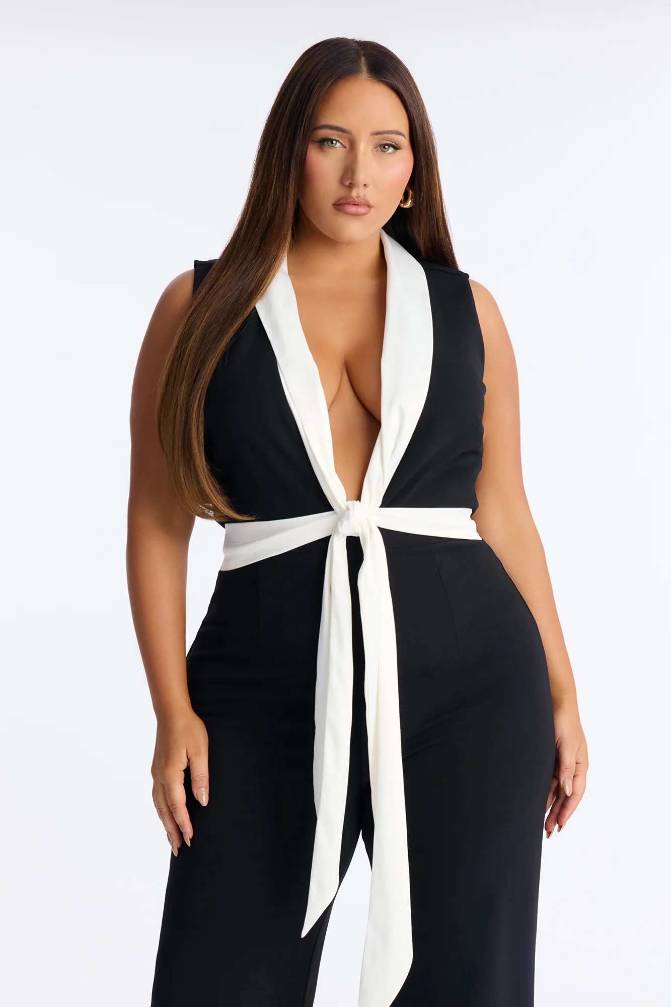 Jenni Contrast Trim Flare Leg Jumpsuit - Black - Image 5