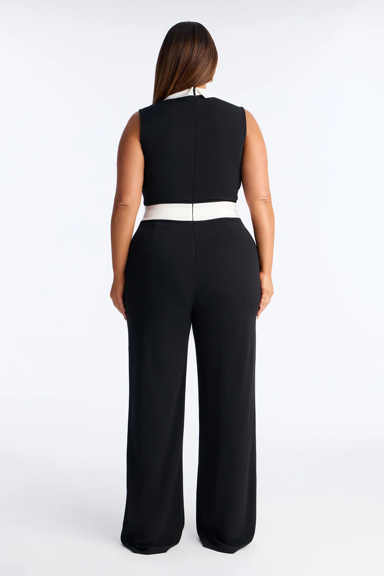 Jenni Contrast Trim Flare Leg Jumpsuit - Black - Image 7