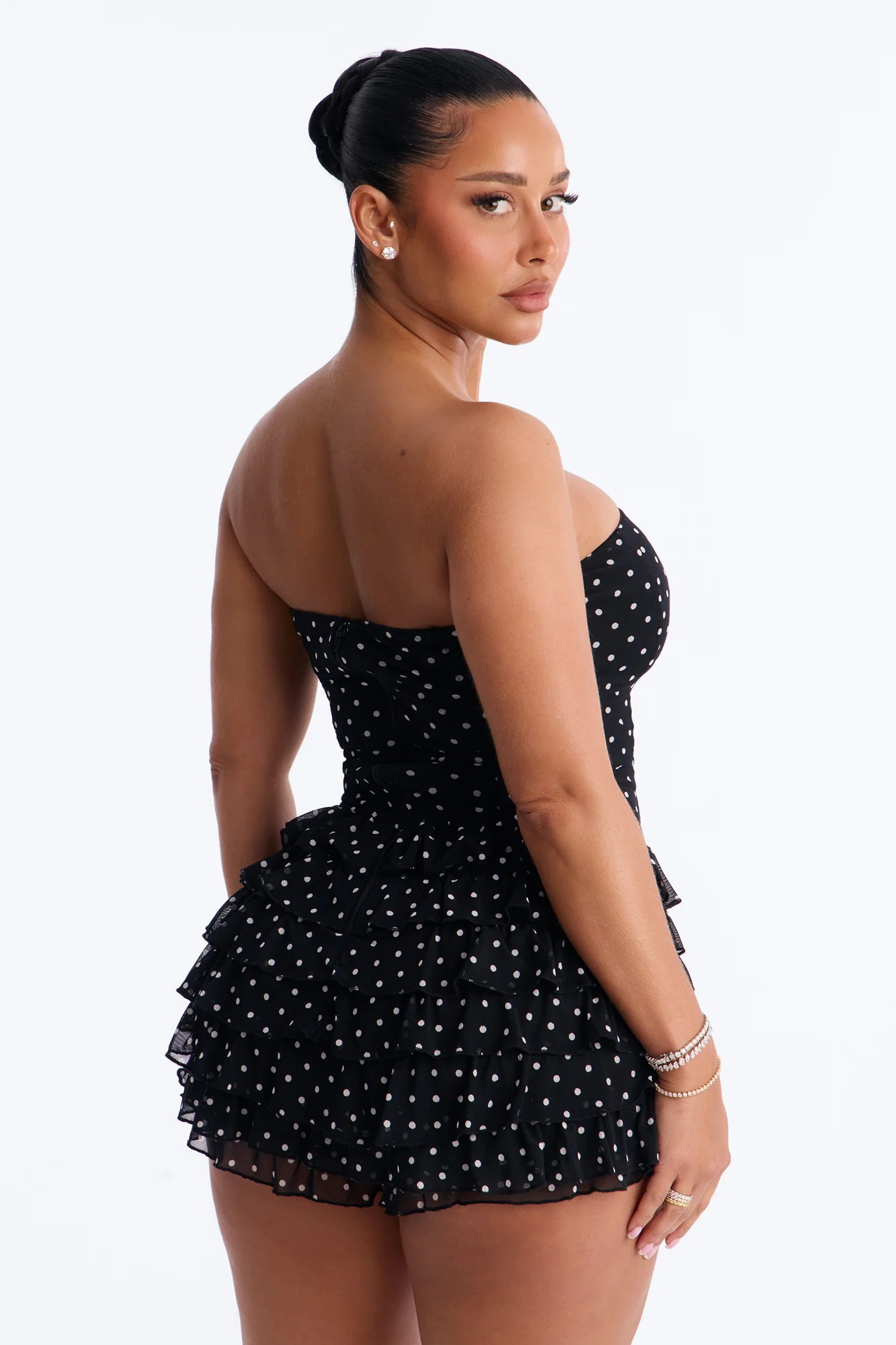Jennice Polka Dot Micro Romper - Black - Image 4