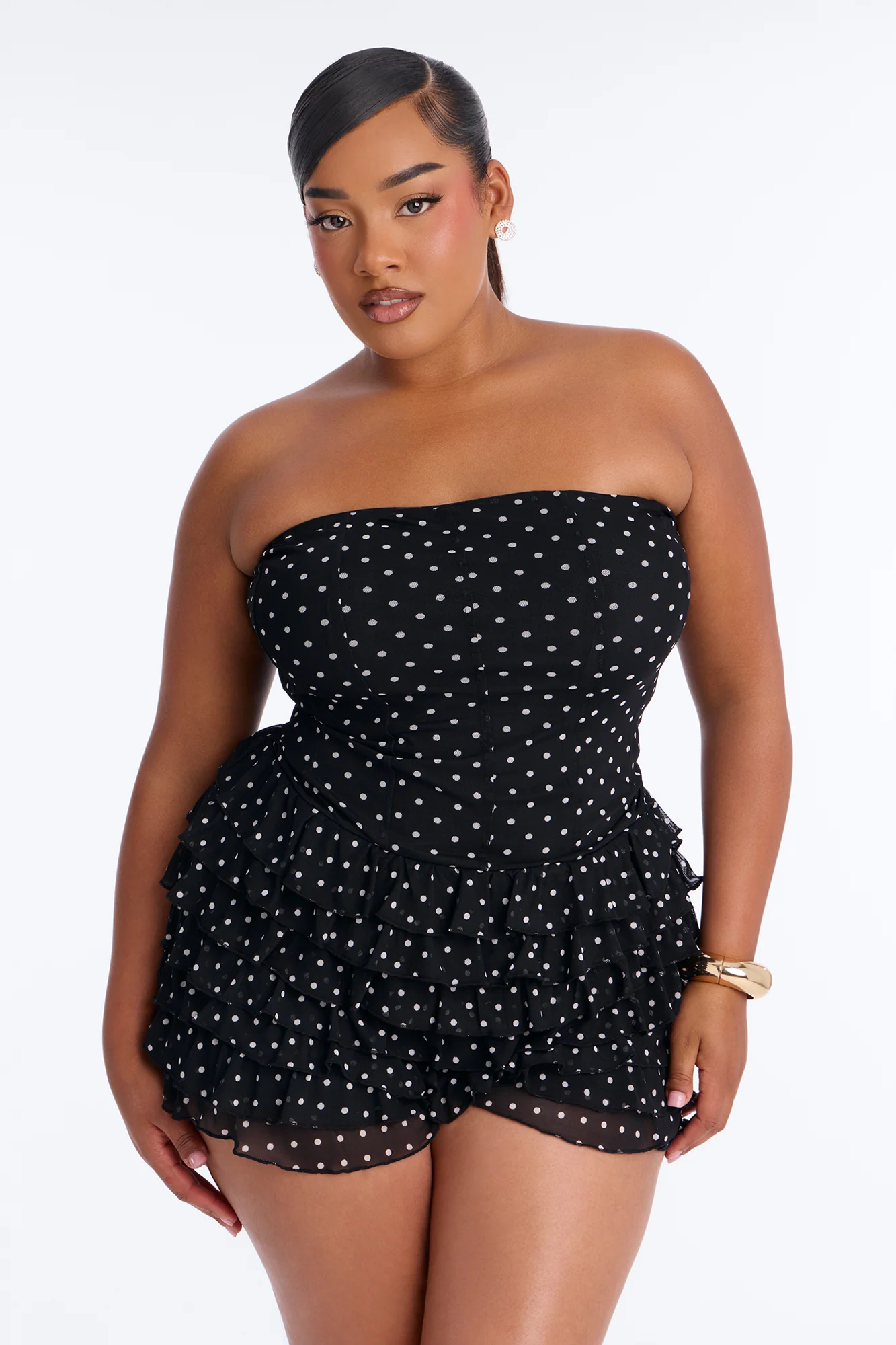 Jennice Polka Dot Micro Romper - Black - Image 5