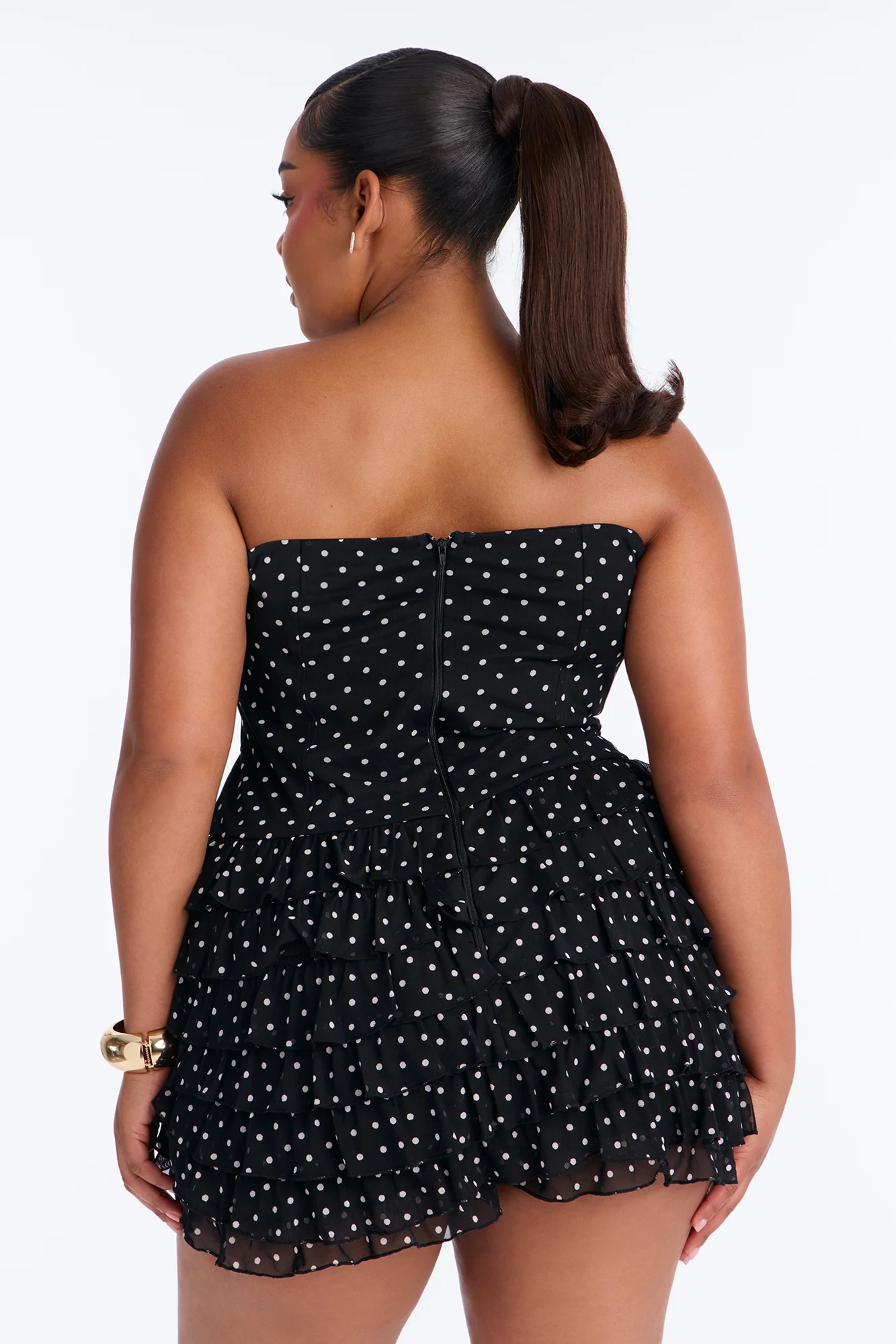 Jennice Polka Dot Micro Romper - Black - Image 8