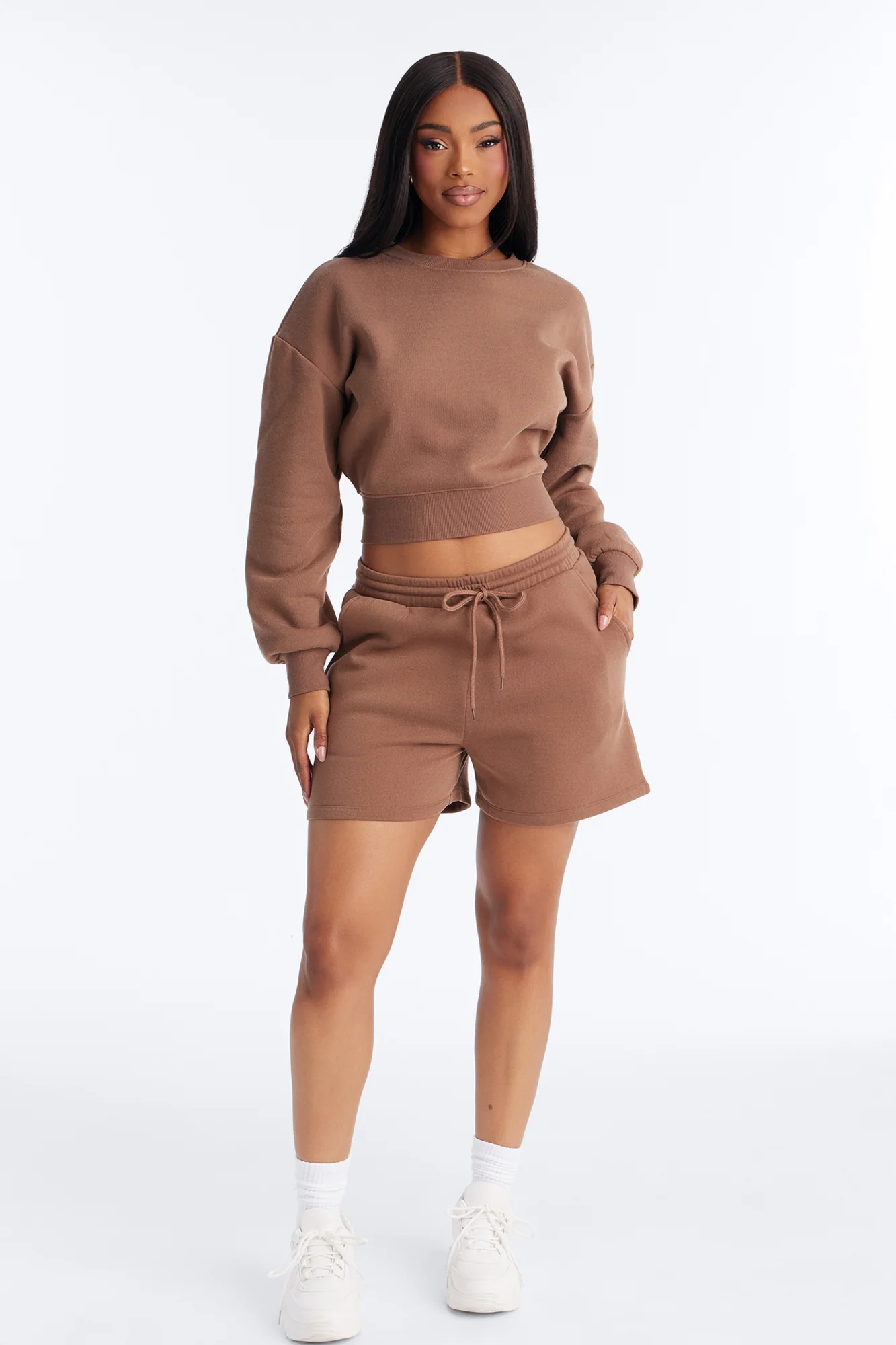 Jennifer Fleece Lounge Sweatshort - Mocha