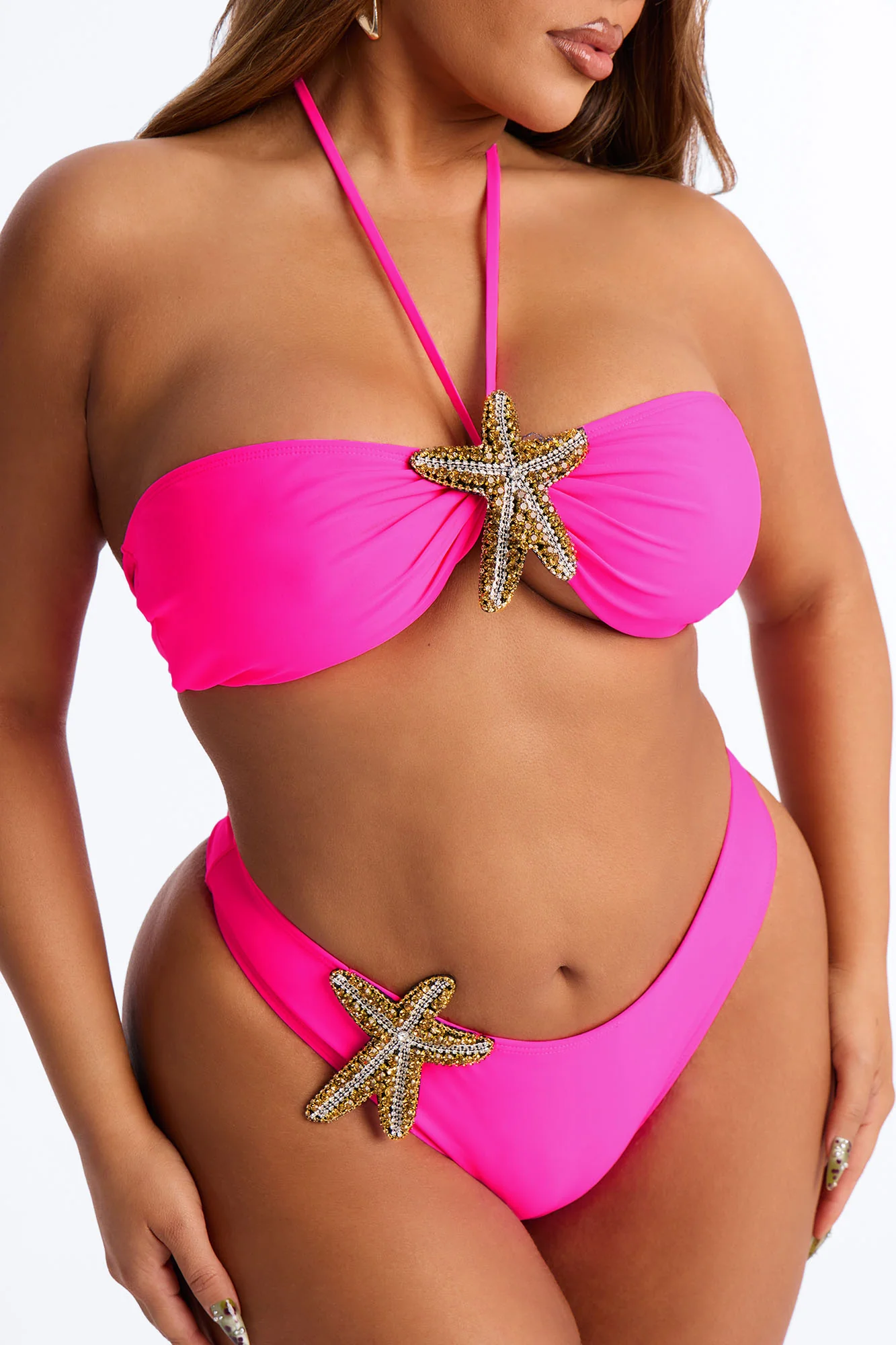 Jenny 3D Starfish Bandeau 2 Piece Bikini - Hot Pink - Image 5