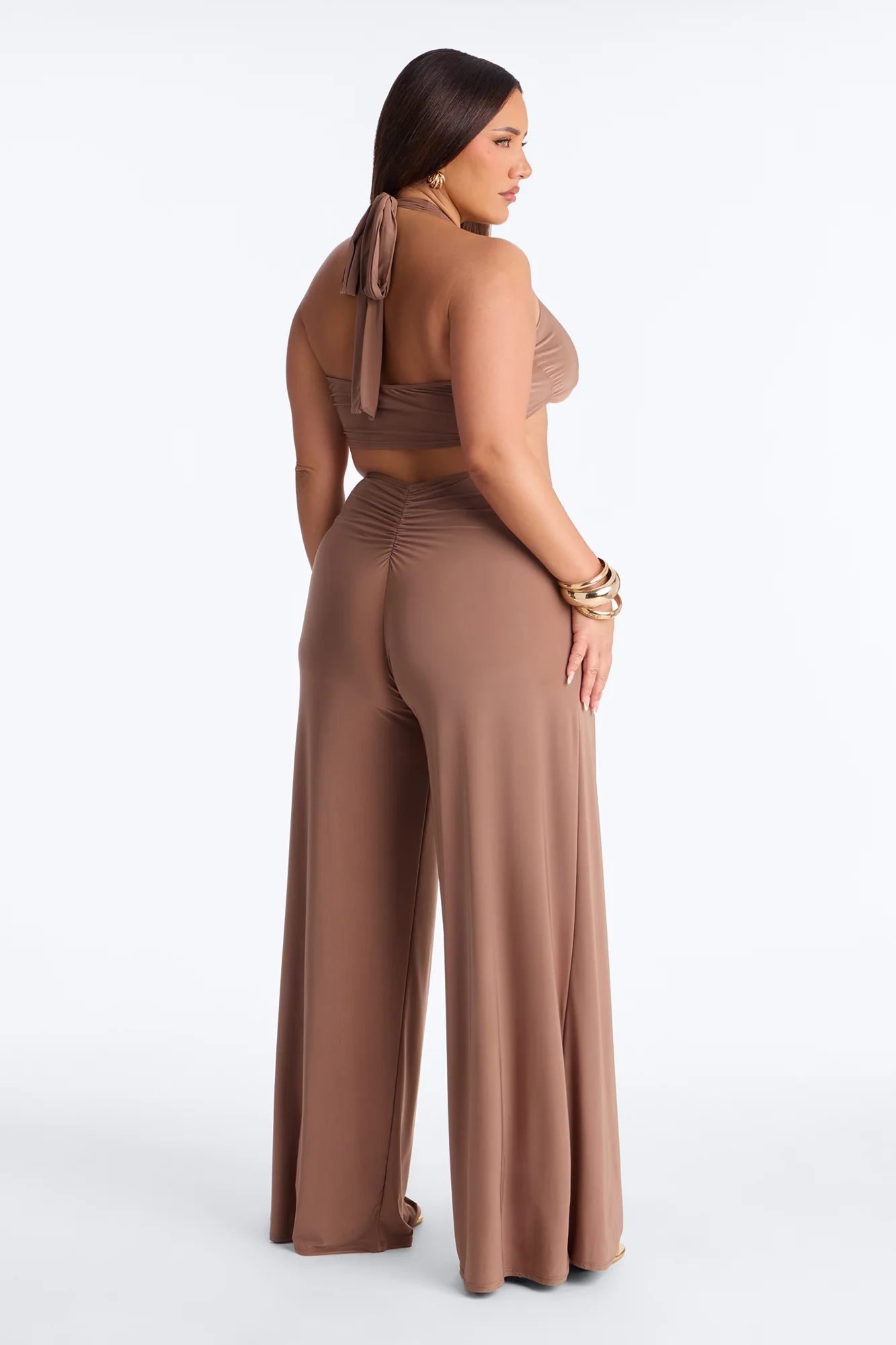 Jessa Cut Out Halter Jumpsuit - Mocha - Image 7