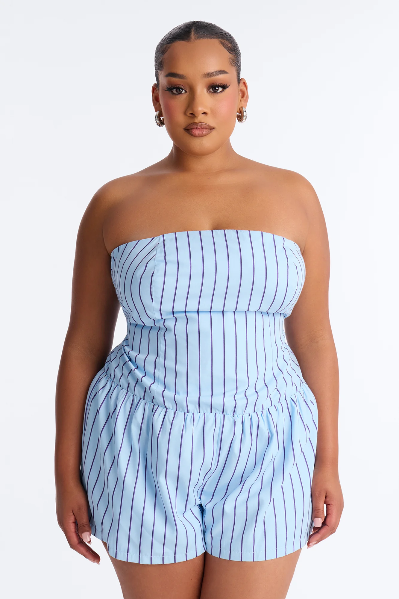 Jessa Poplin Flowy Romper - Blue - Image 4