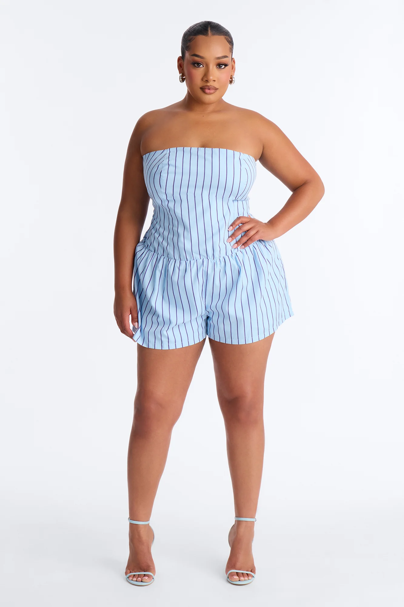 Jessa Poplin Flowy Romper - Blue - Image 5