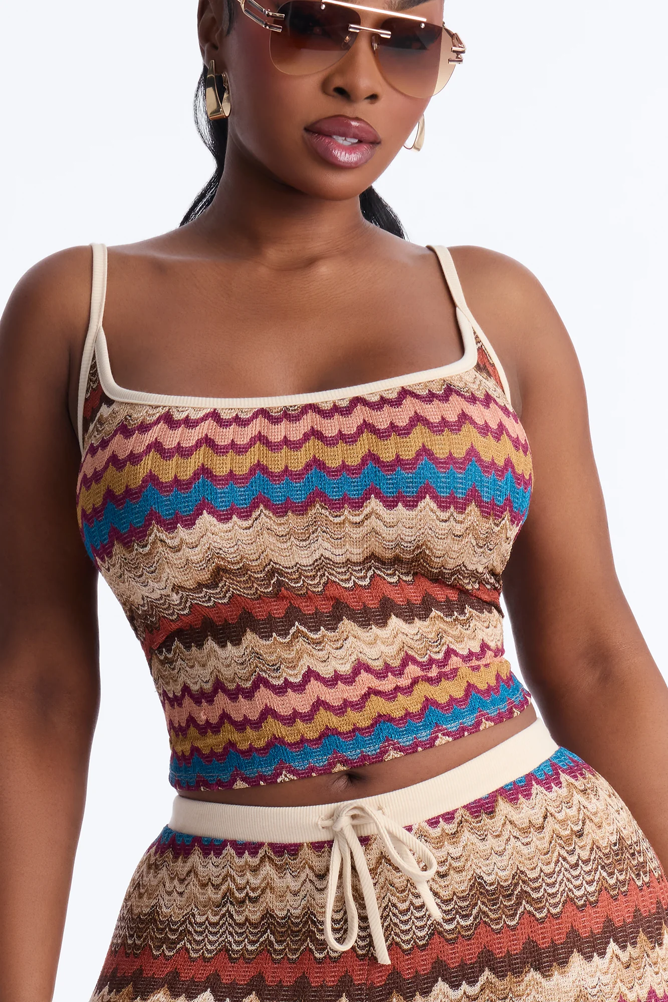 Jessi Chevron Pant Set - Rust/combo - Image 5