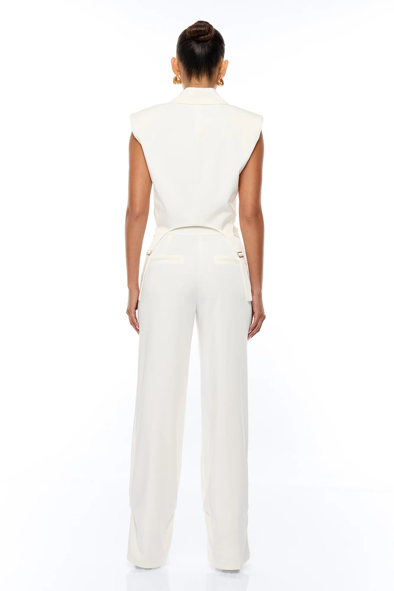 Jessika Satin Vest Pant Set - Ivory - Image 5
