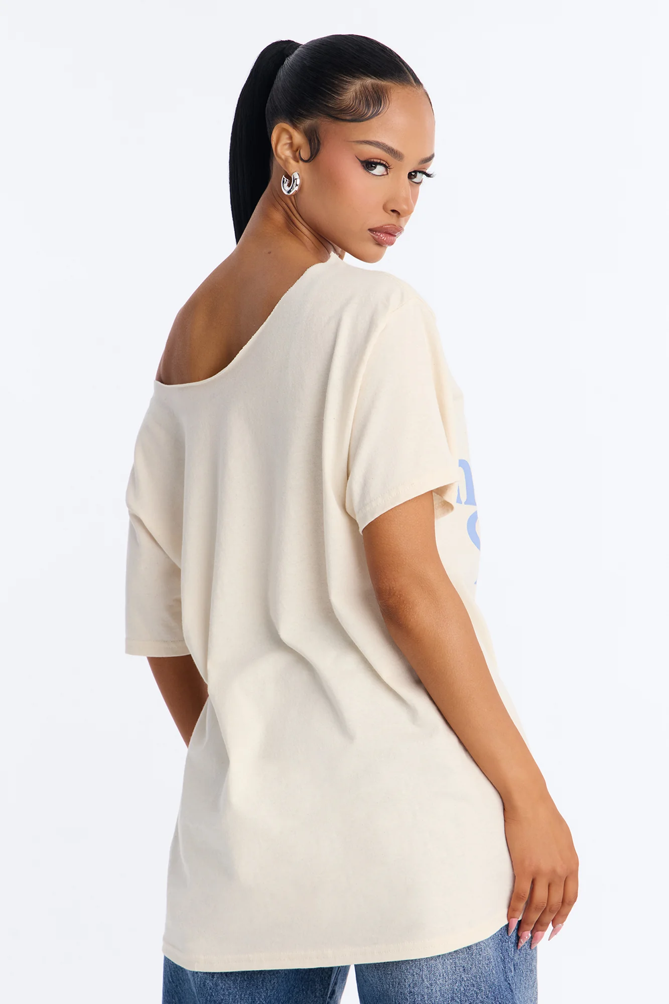 Jesus Has My Back Off Shoulder Tee - Natural - Image 4