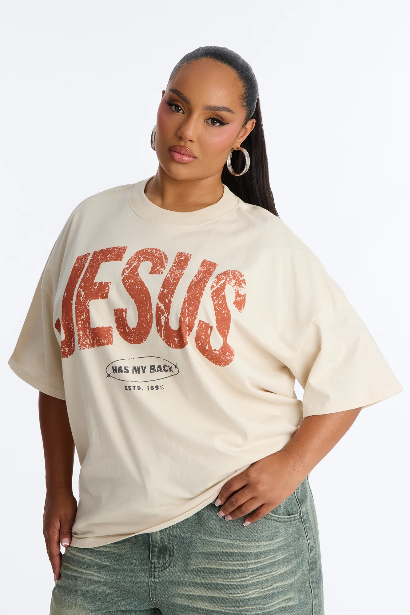Jesus Has My Back T-Shirt - OffWhite - Image 4