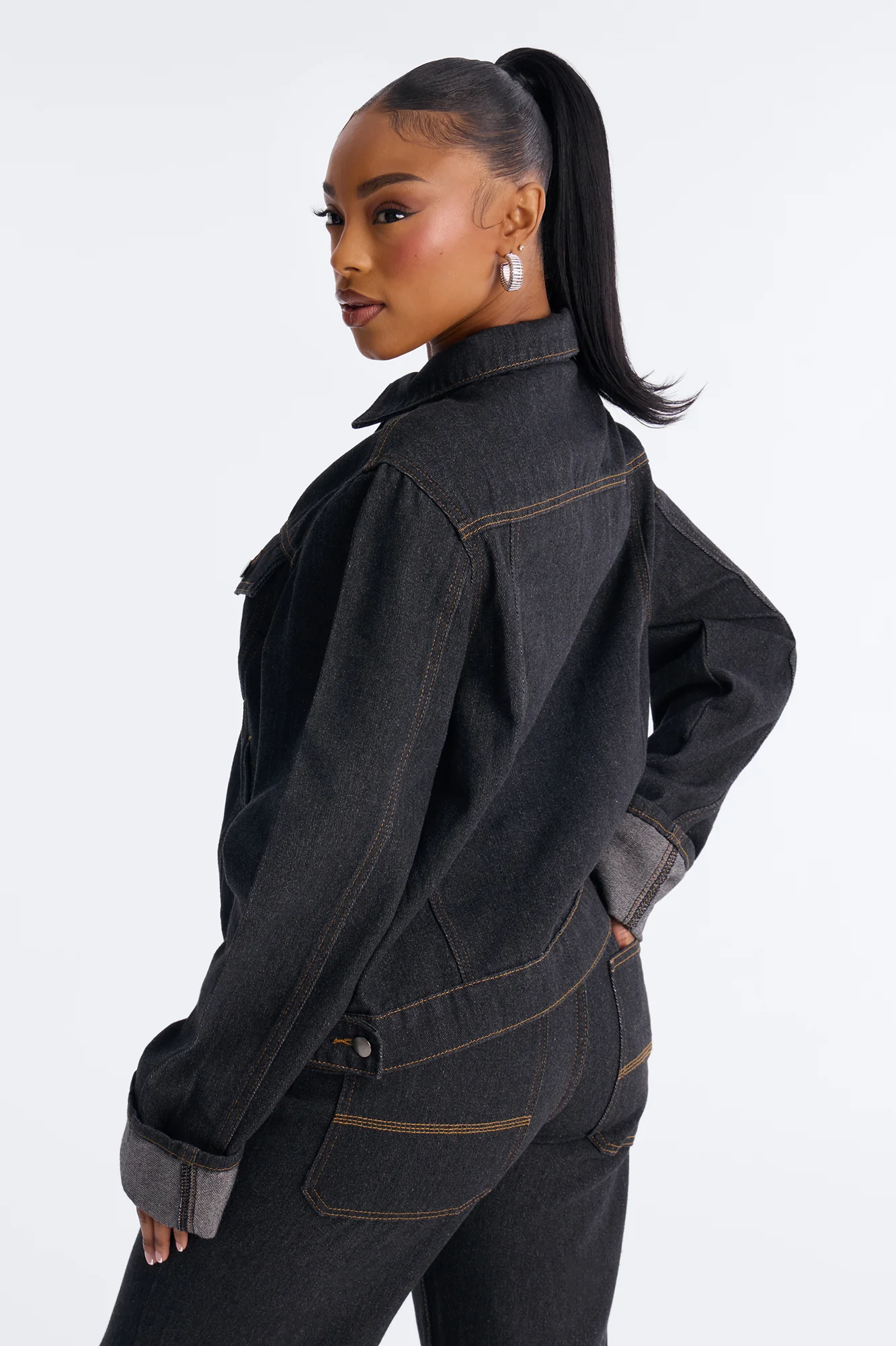 Jet Set Classic Denim Shacket - Dark Denim - Image 3