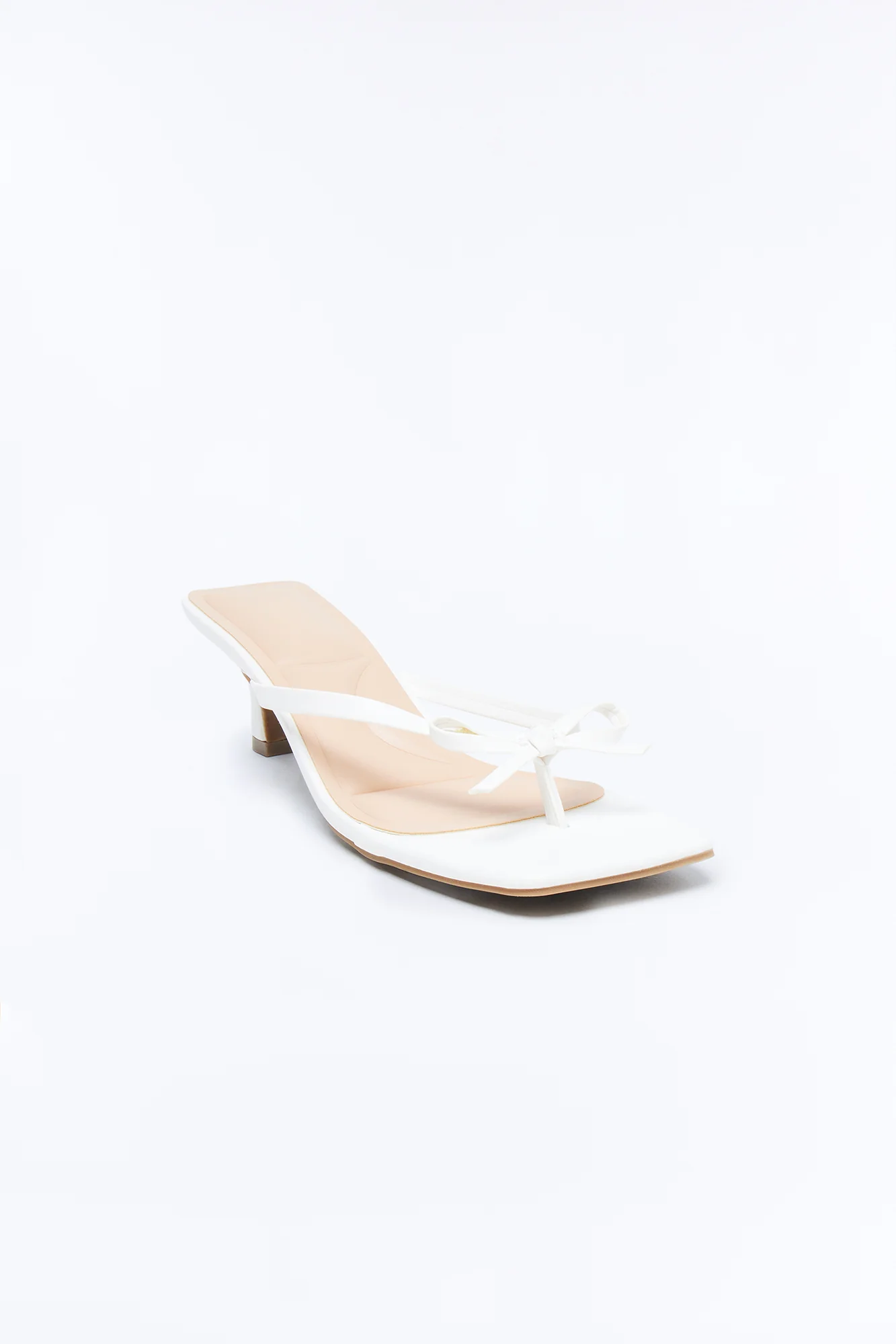 Jezabell Bow Thong Kitten Heels - White - Image 2