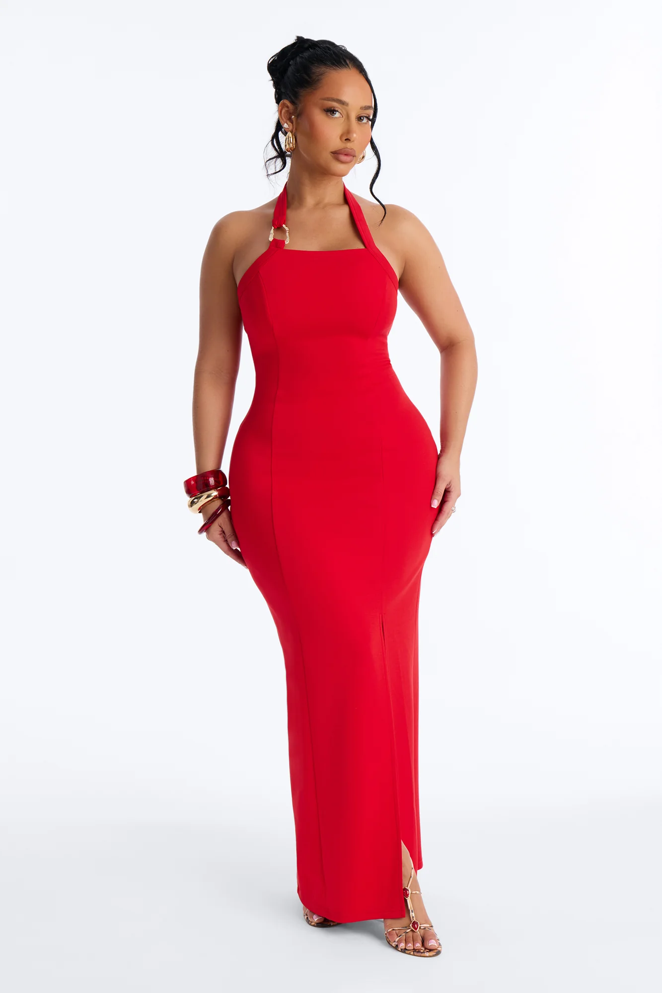 Jezabell Halter Maxi Dress - Red