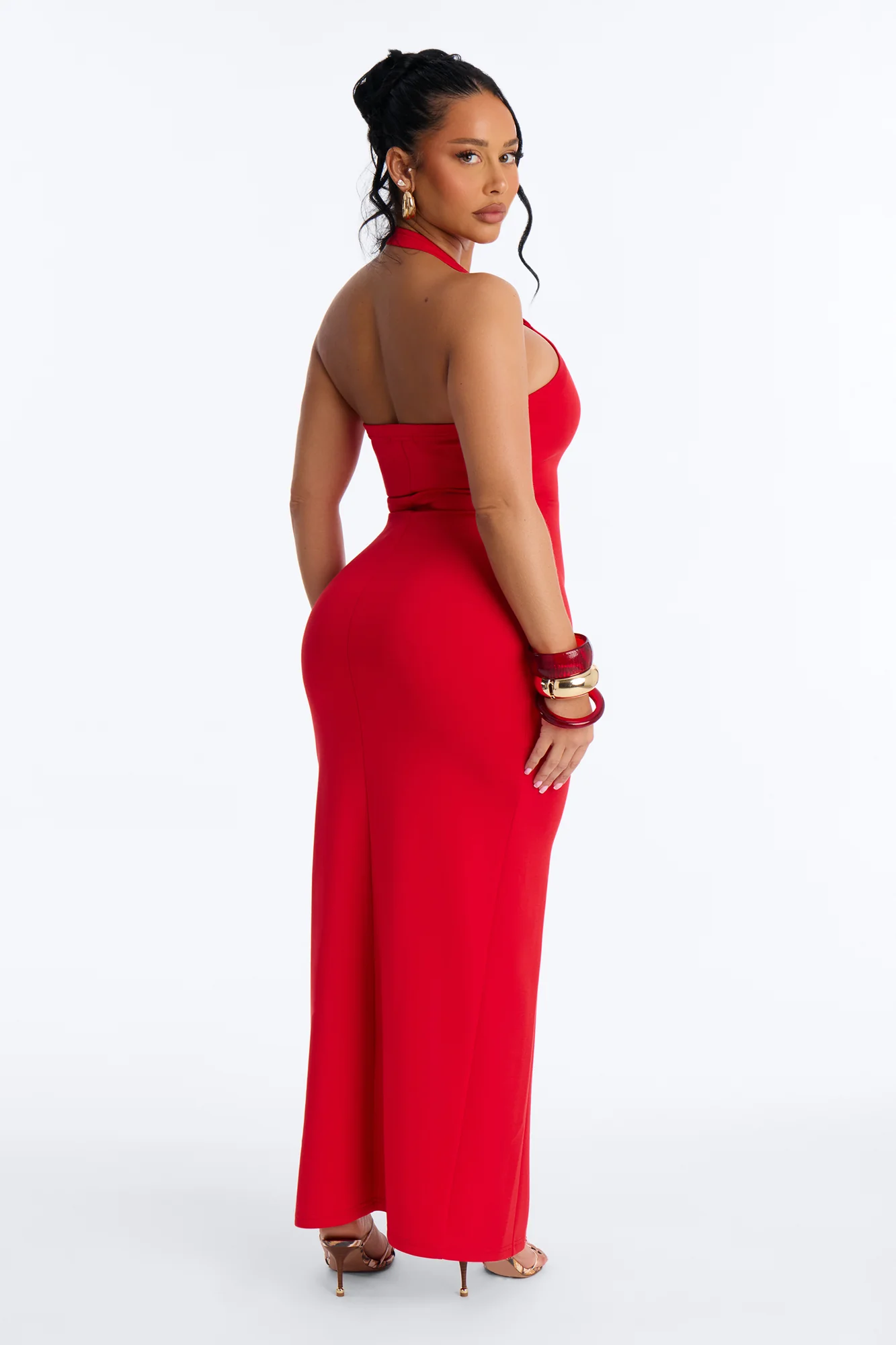 Jezabell Halter Maxi Dress - Red - Image 4