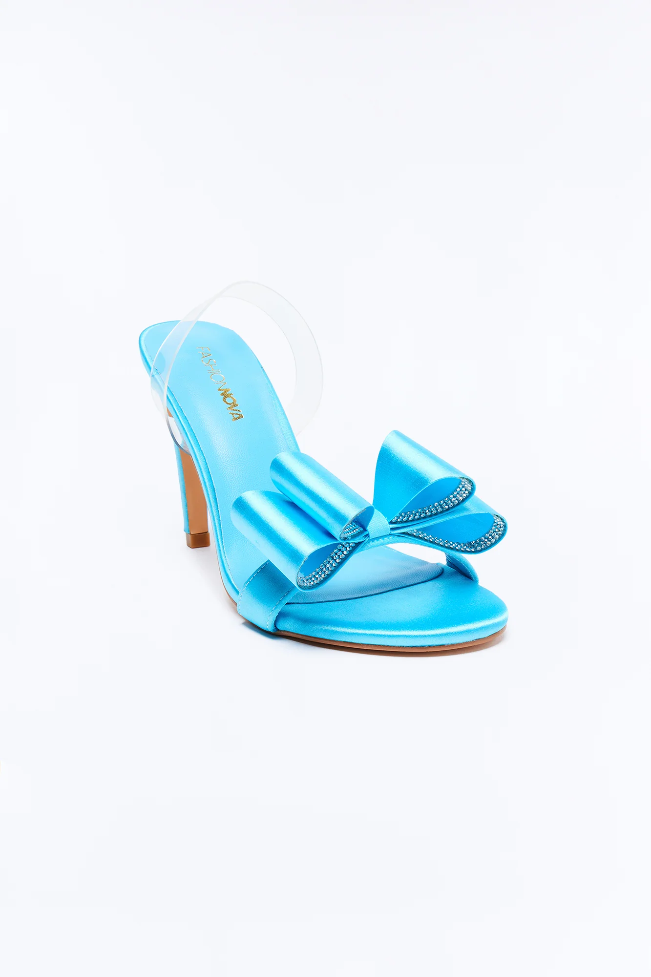 Jilanna Satin Bow Heels - Turquoise - Image 2