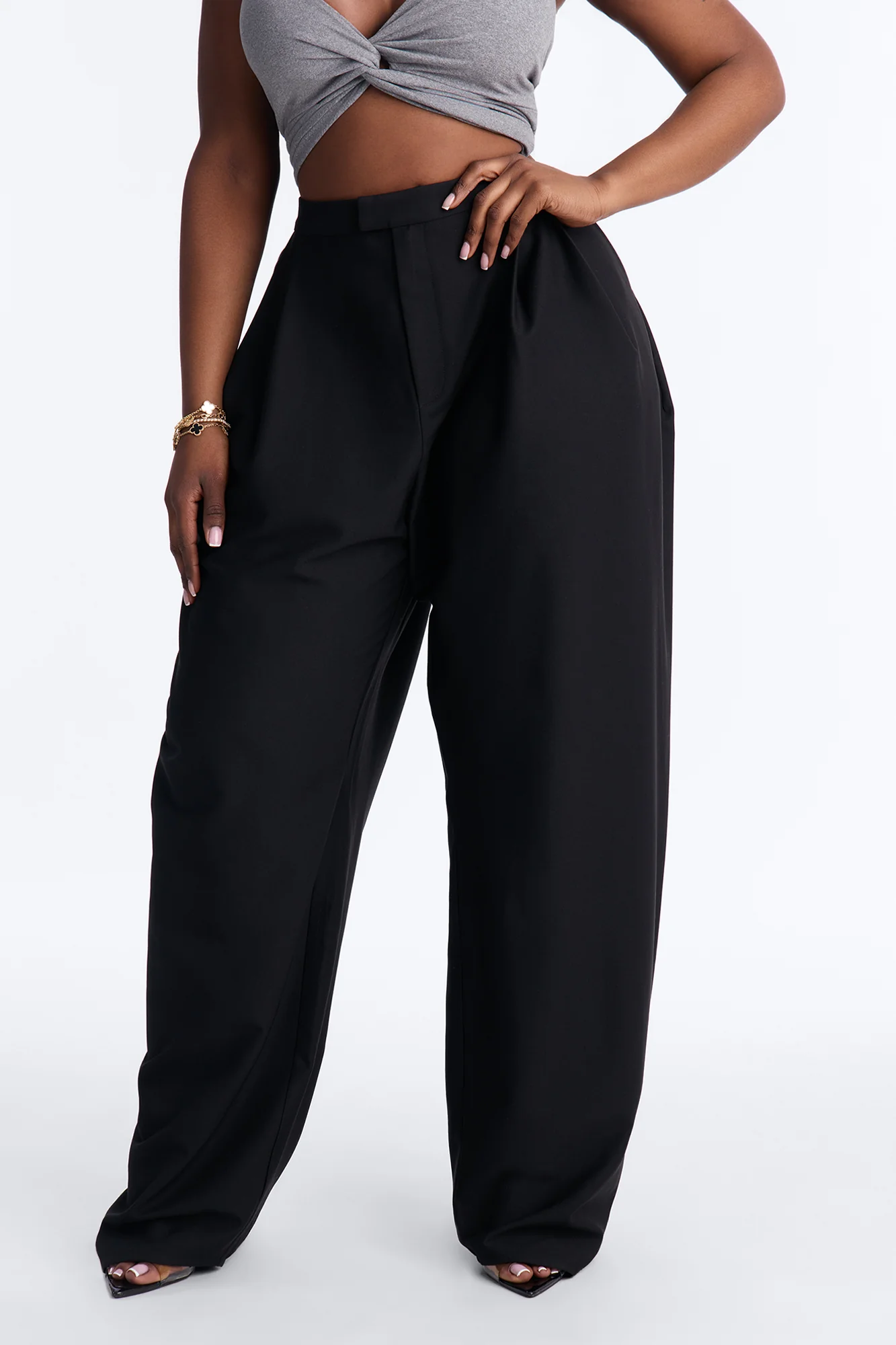 Jimena Draped Barrel Leg Trouser Pant 32″ - Black - Image 6