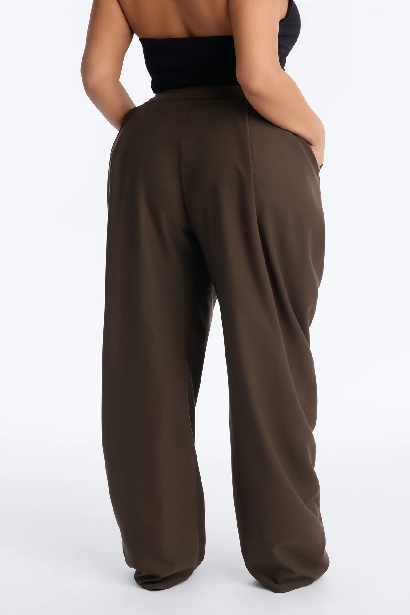 Jimena Draped Barrel Leg Trouser Pant 32″ - Mocha - Image 8