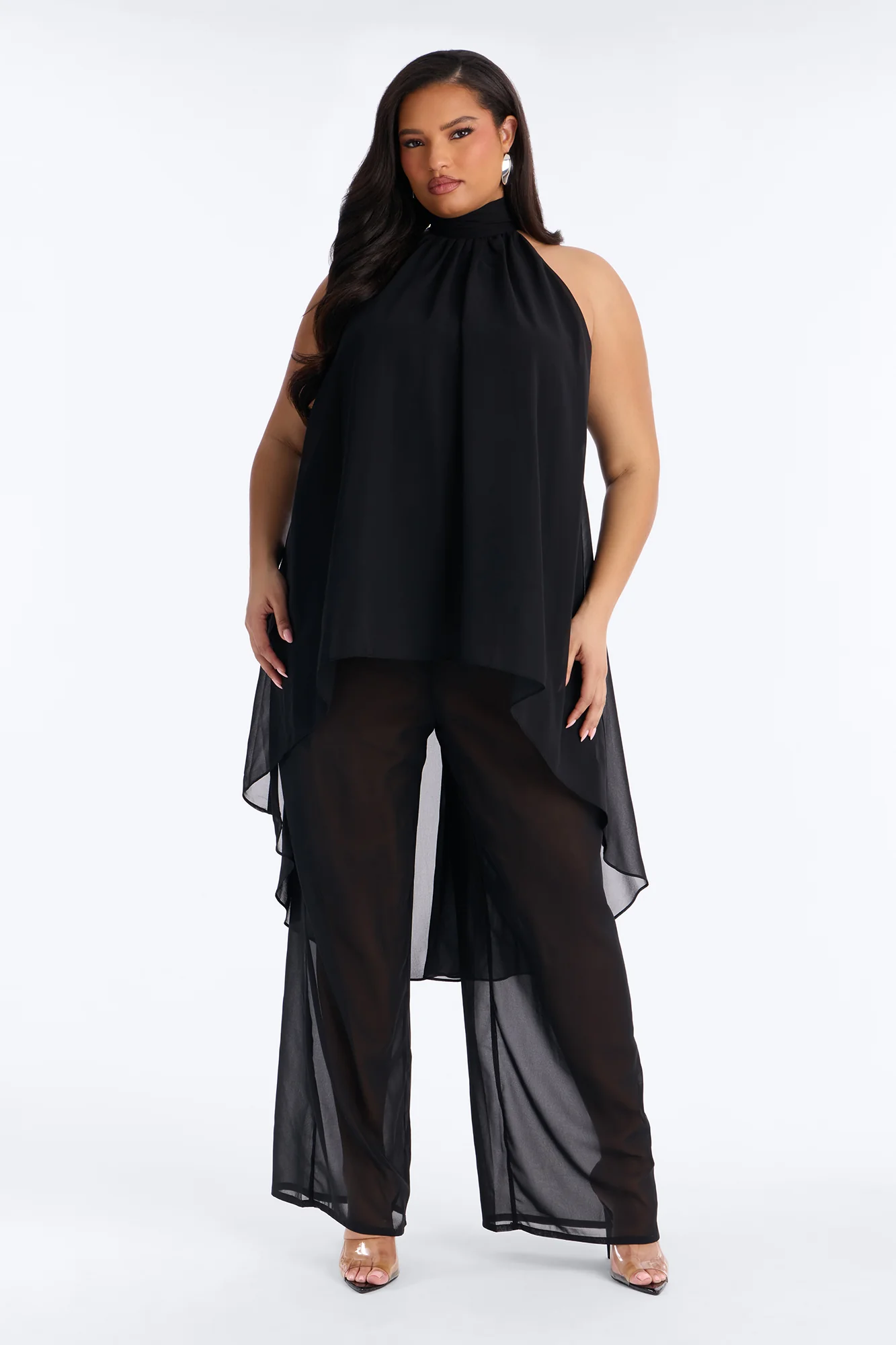 Jocelyn Flowy Halter Pant Set - Black - Image 5