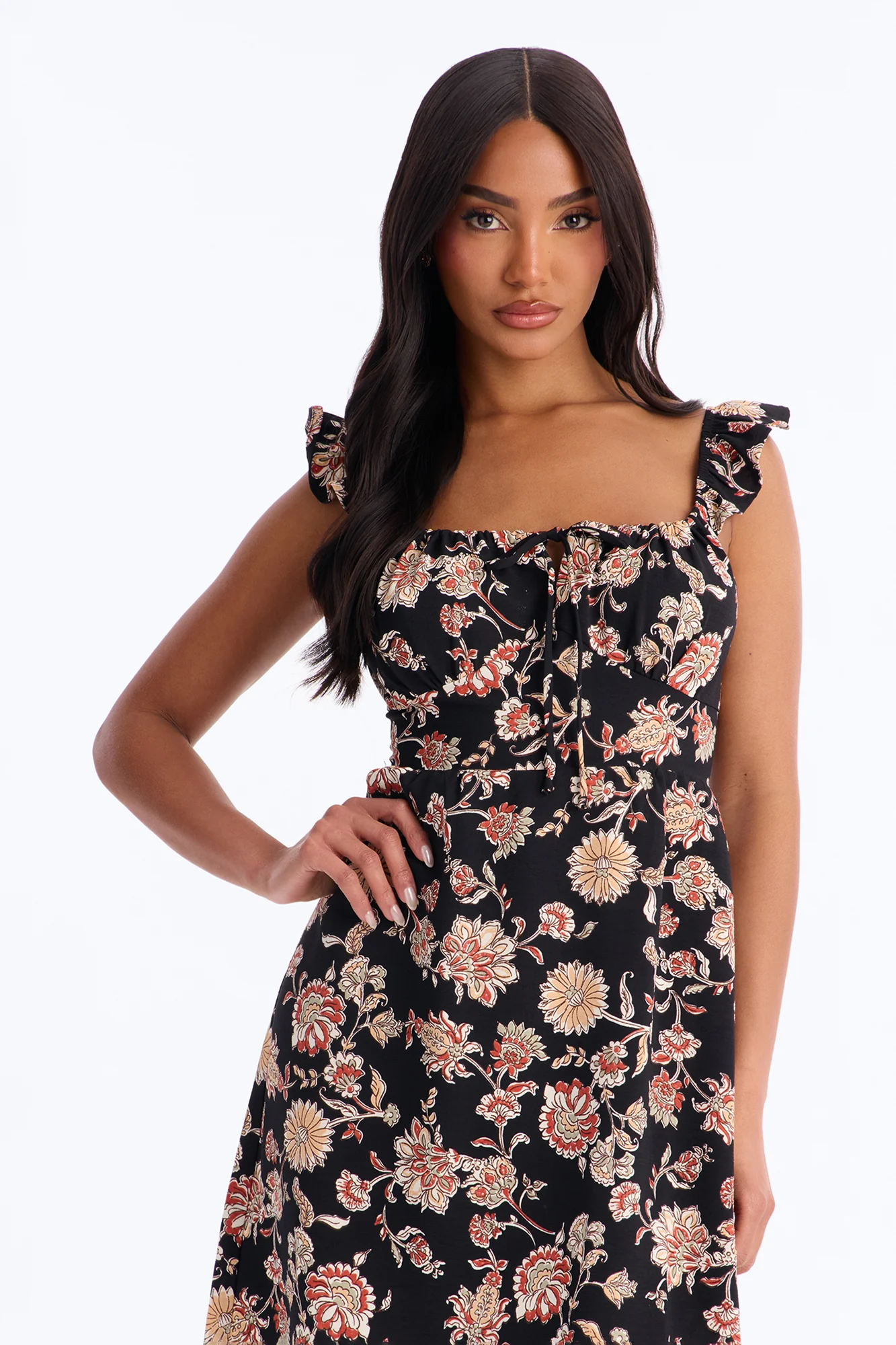 Jolene Floral Airflow Mini Dress - Black - Image 2