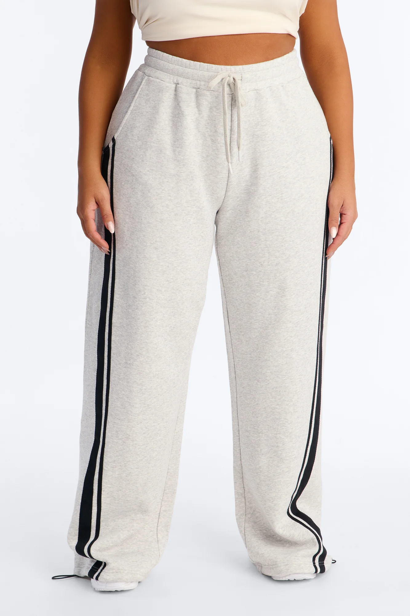 Jorden Fleece Wide Leg Lounge Pant - Heather Grey - Image 6